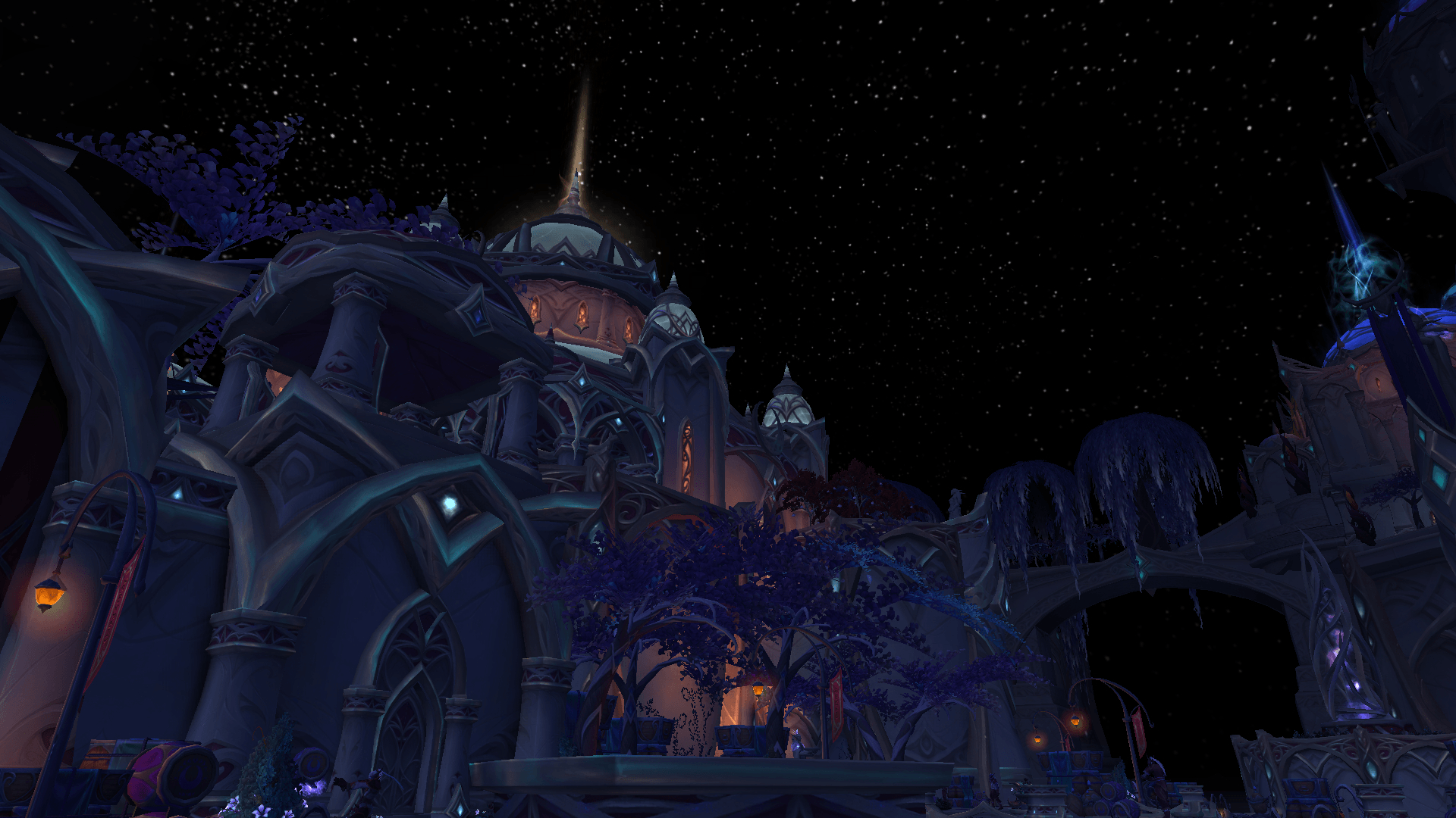 Suramar City at nighttime. got my new desktop background :D