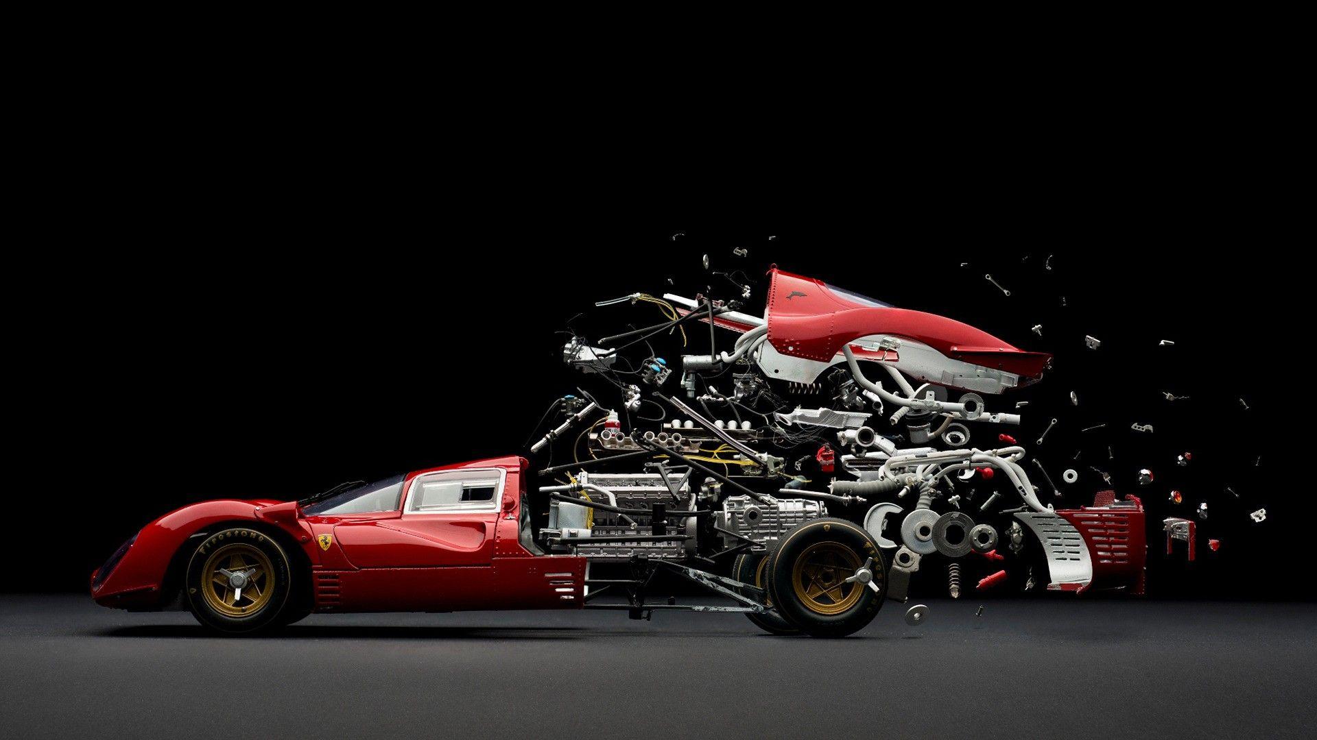sports car, #Ferrari, #photo manipulation, #engines, #gears, #motors