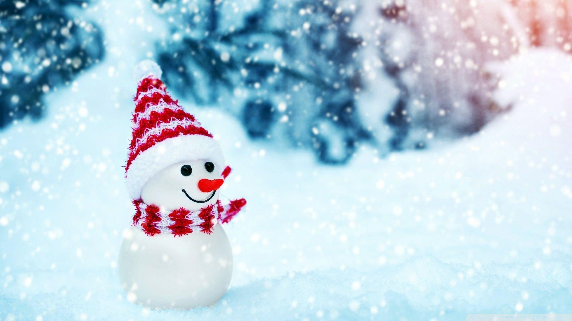 Christmas Cute Snowman wallpaper (Desktop, Phone, Tablet)