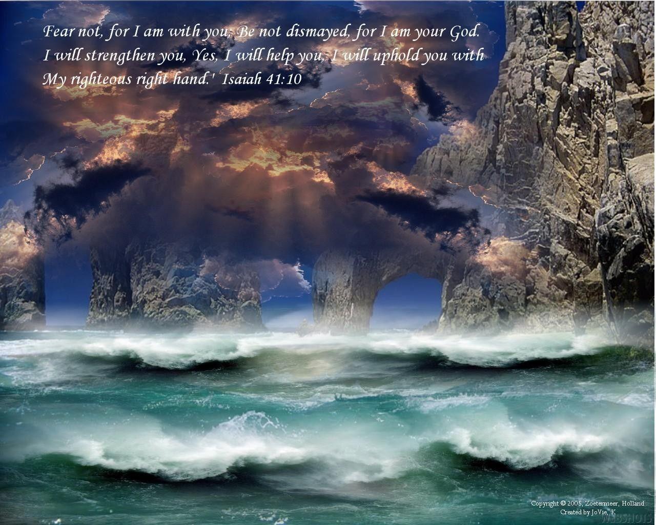 Ocean Sea Sky Tides Verse Scripture Bibical Cliffs Beautiful Fear