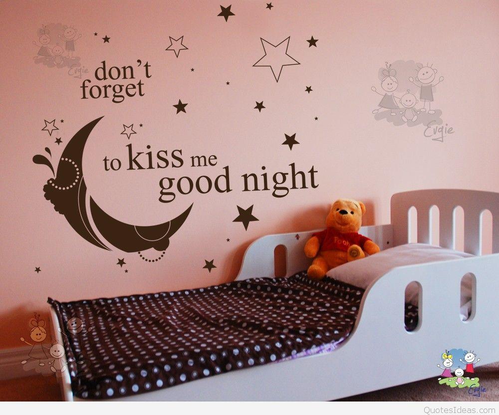 Wallpaper good night quote message on a wall