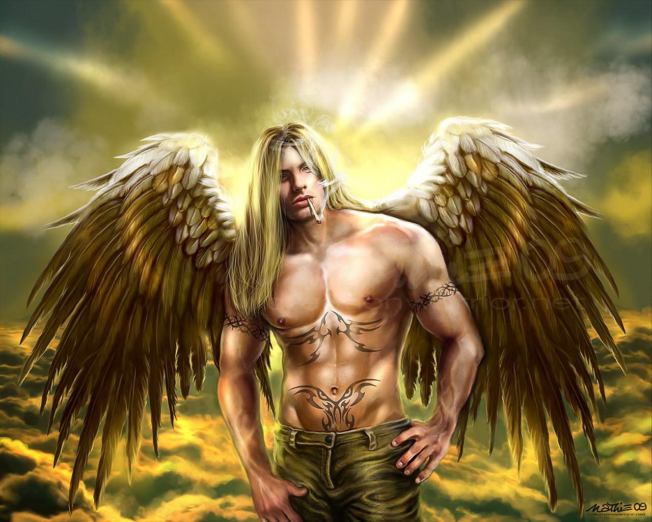 Smoking Blonde Boy Angel wallpapers from Angels wallpapers.