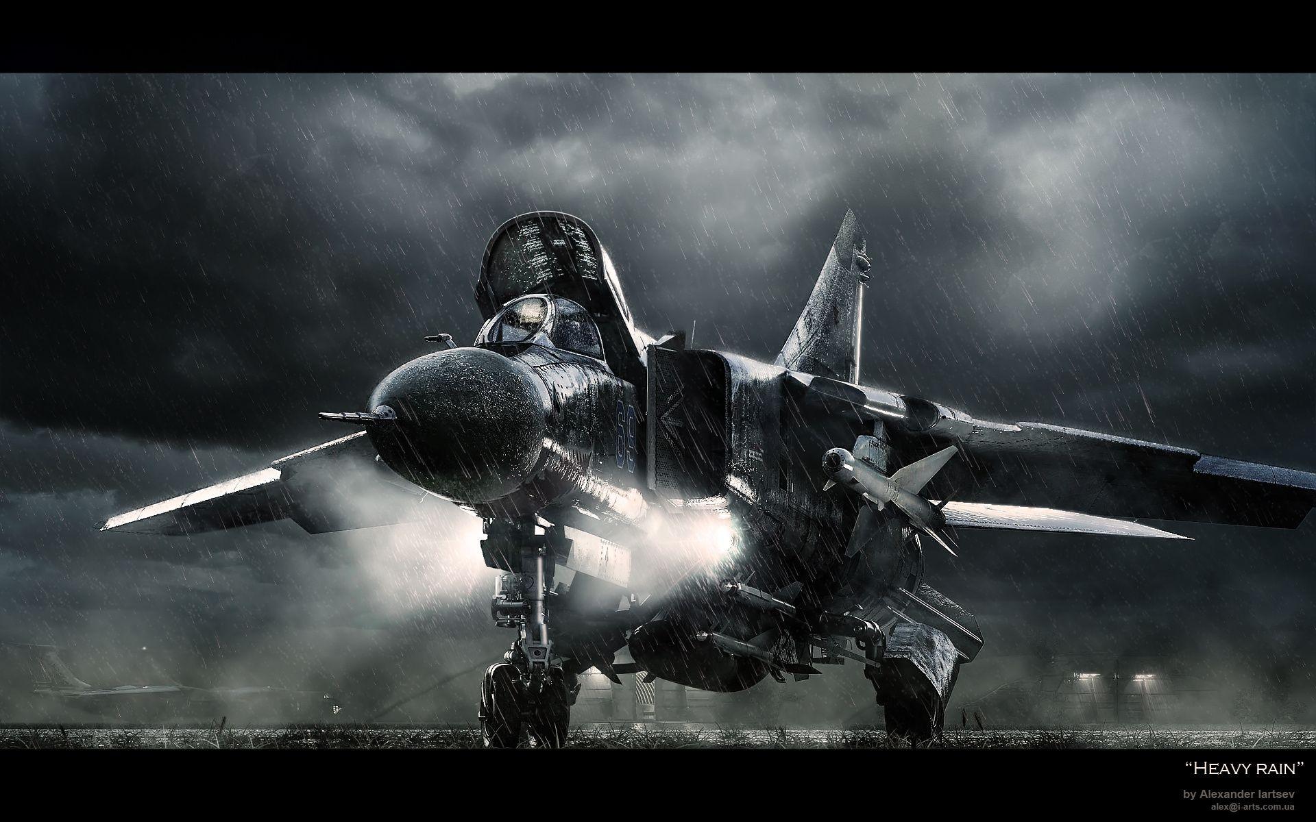 Wallpaper MiG 23, MiG, Fighter, Plane, Rain, Night, Aircraft Desktop