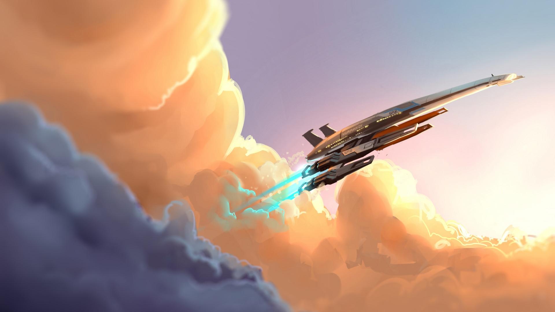 Mass Effect Normandy Art Clouds Wallpaper
