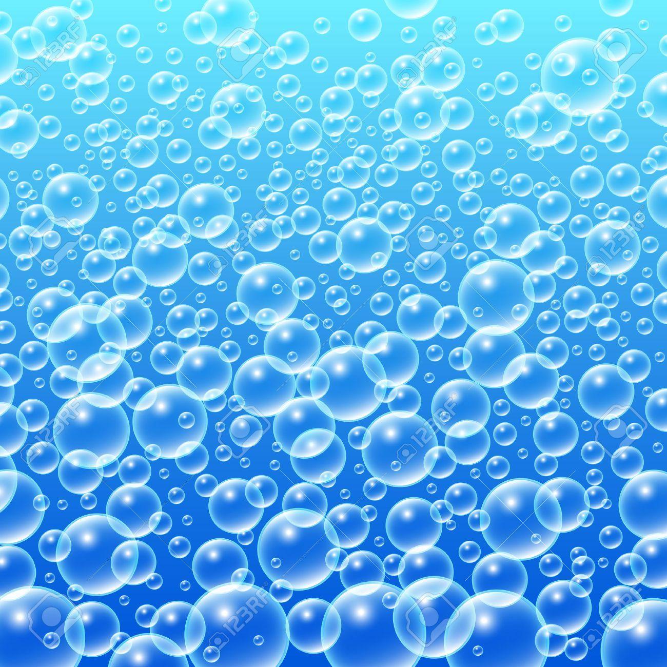 30150787 Colourful Blue Water Bubbles Background Vector Illustration