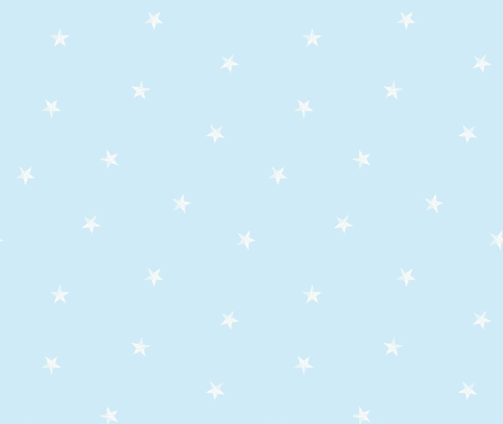 Blue white stars childrens boys girls kids nursery baby wallpaper.