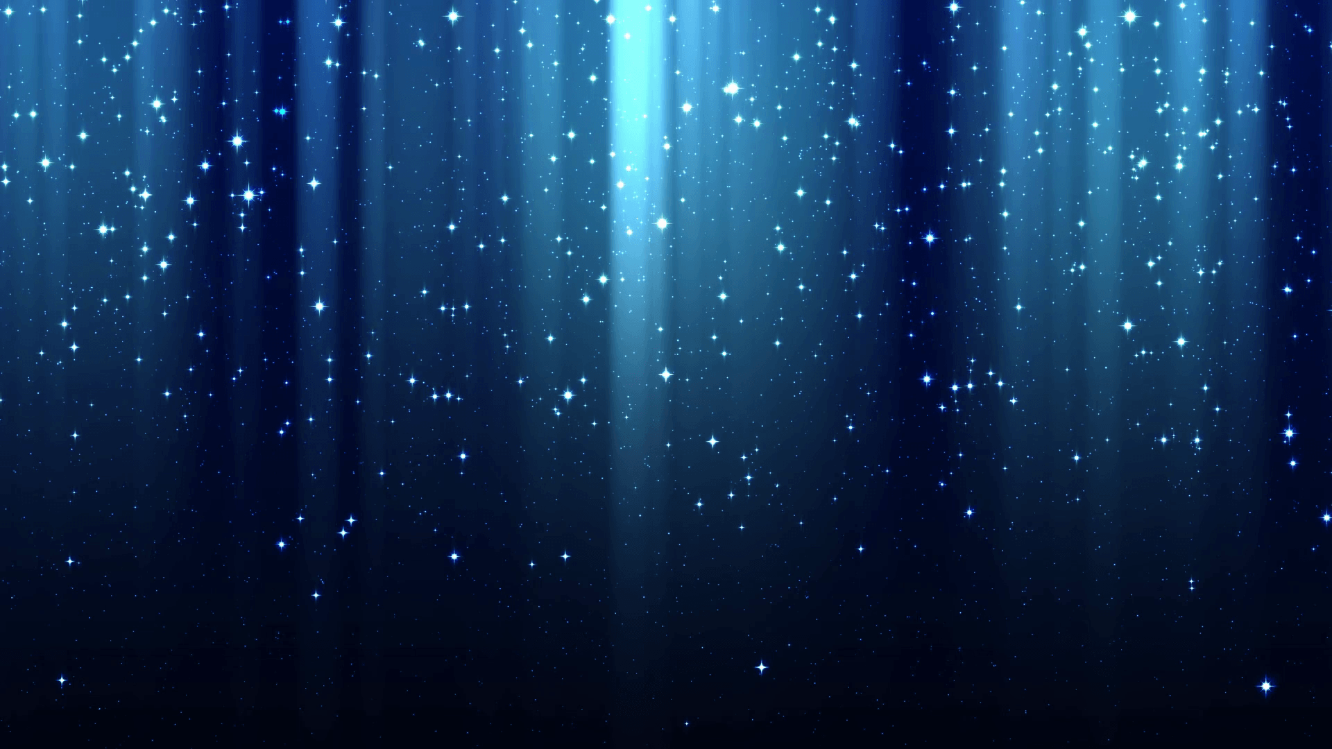 Empty dark blue background with rays of light, sparkles, night