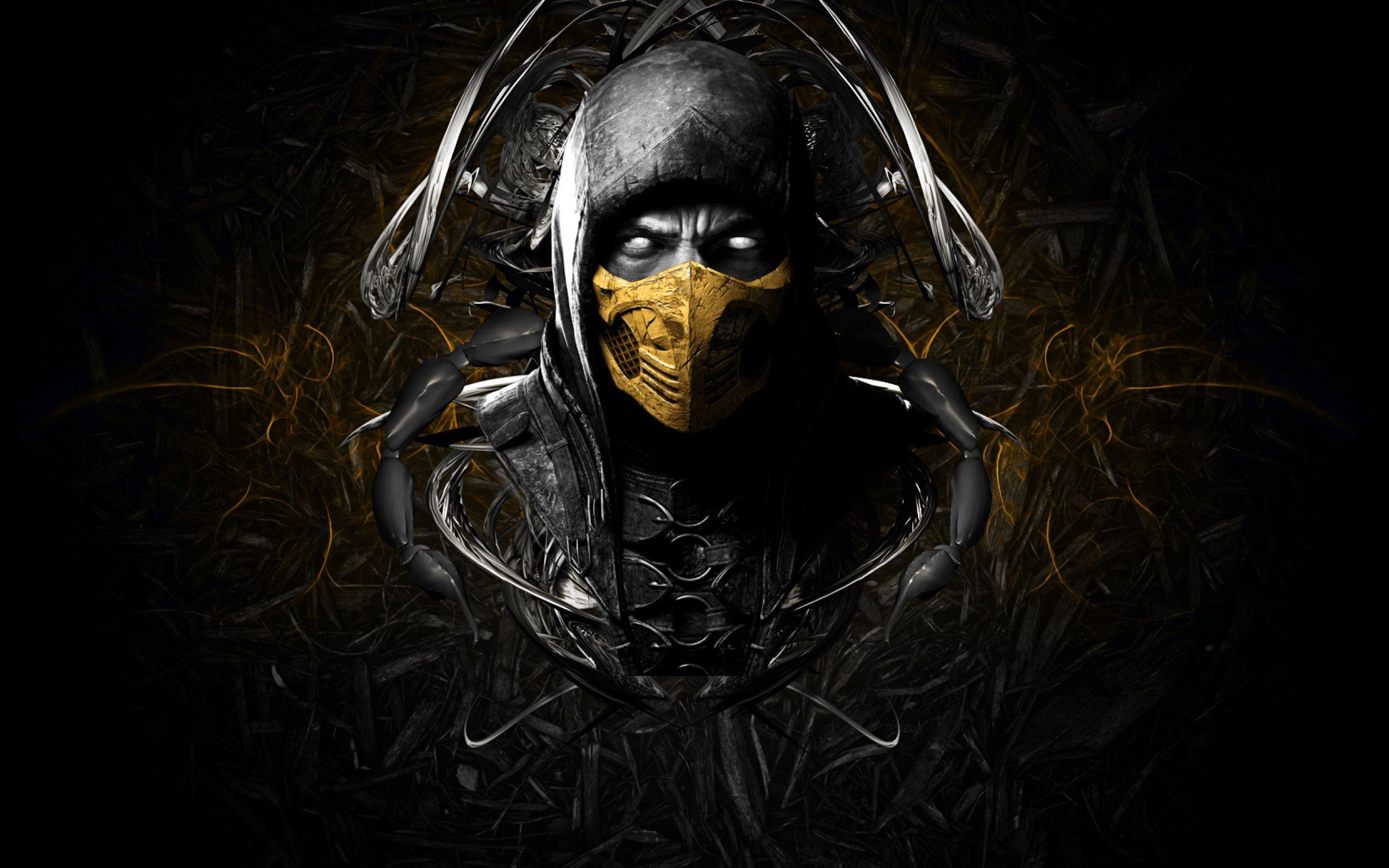 mortal kombat x scorpion face ninja mask 2560×1600 HD wallpaper