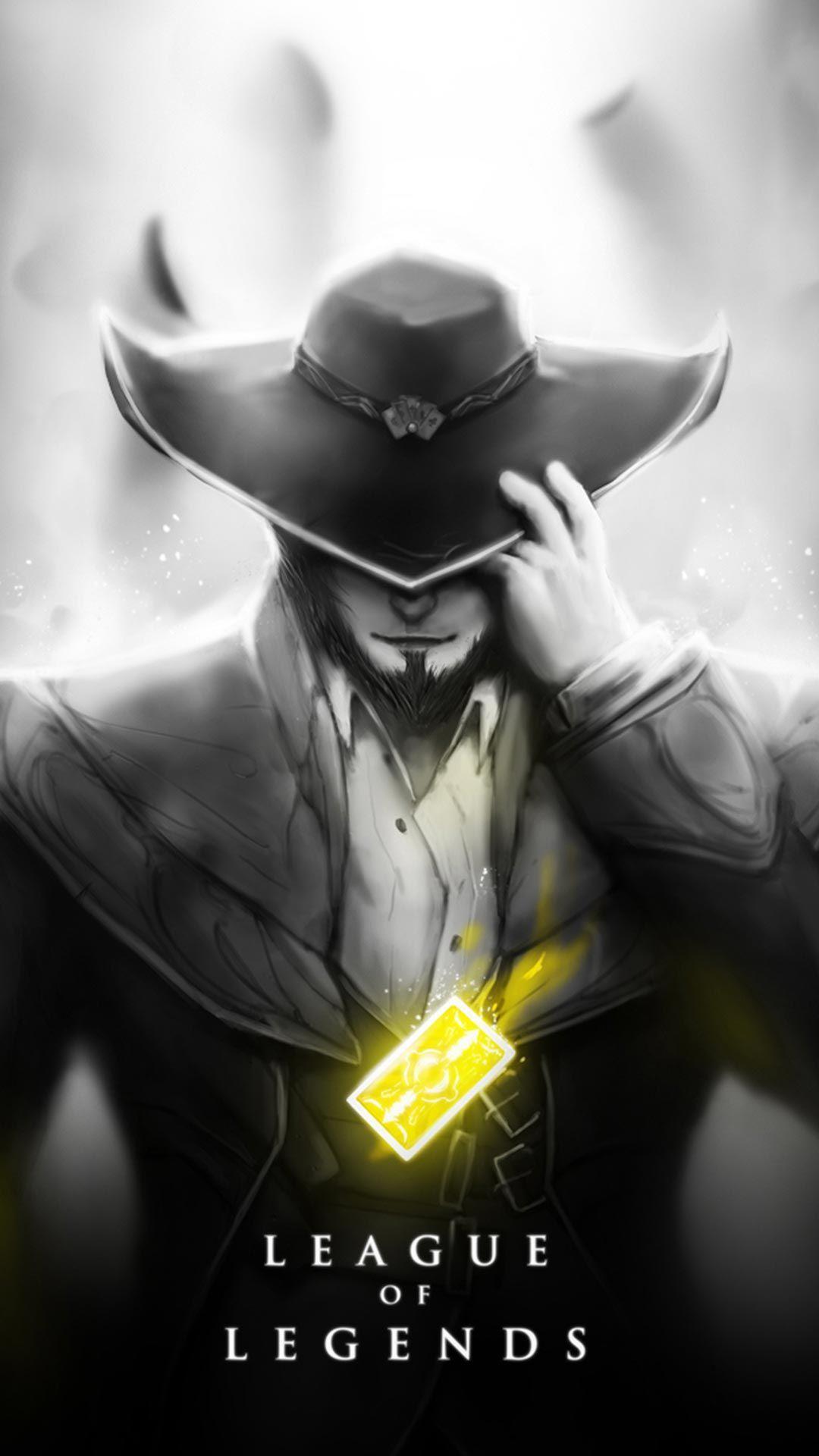 Twisted Fate Skin black and white android, iphone wallpaper