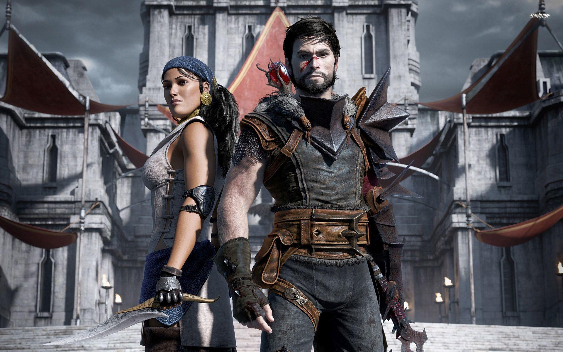 Isabela and Hawke in Dragon Age II wallpaper wallpaper