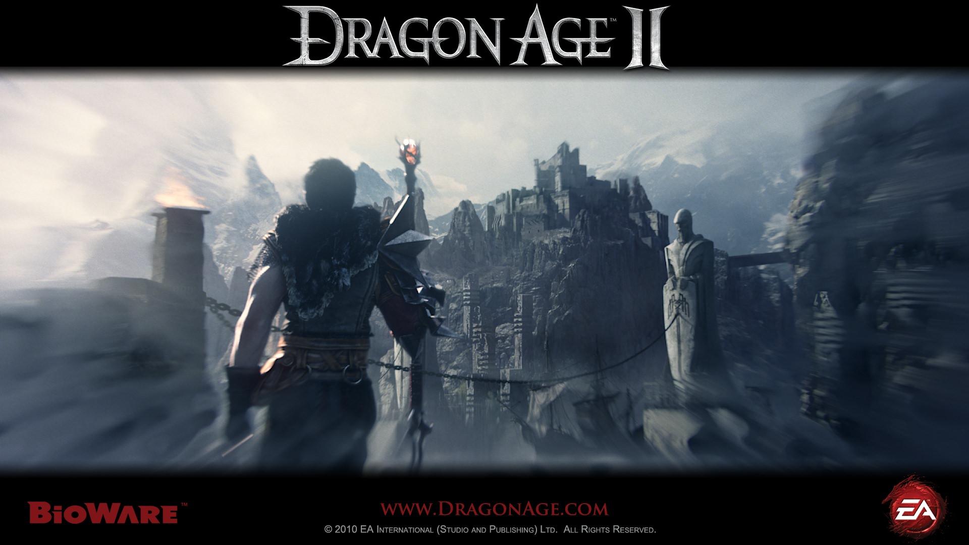 Download Wallpaper 1920x1080 dragon age 2, hawke, castle, landscape