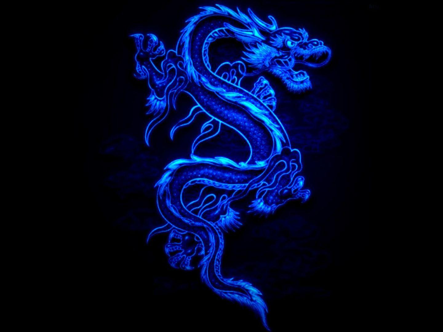 Download Japanese Dragon Art Stylized Blue Dragon Wallpaper | Wallpapers.com