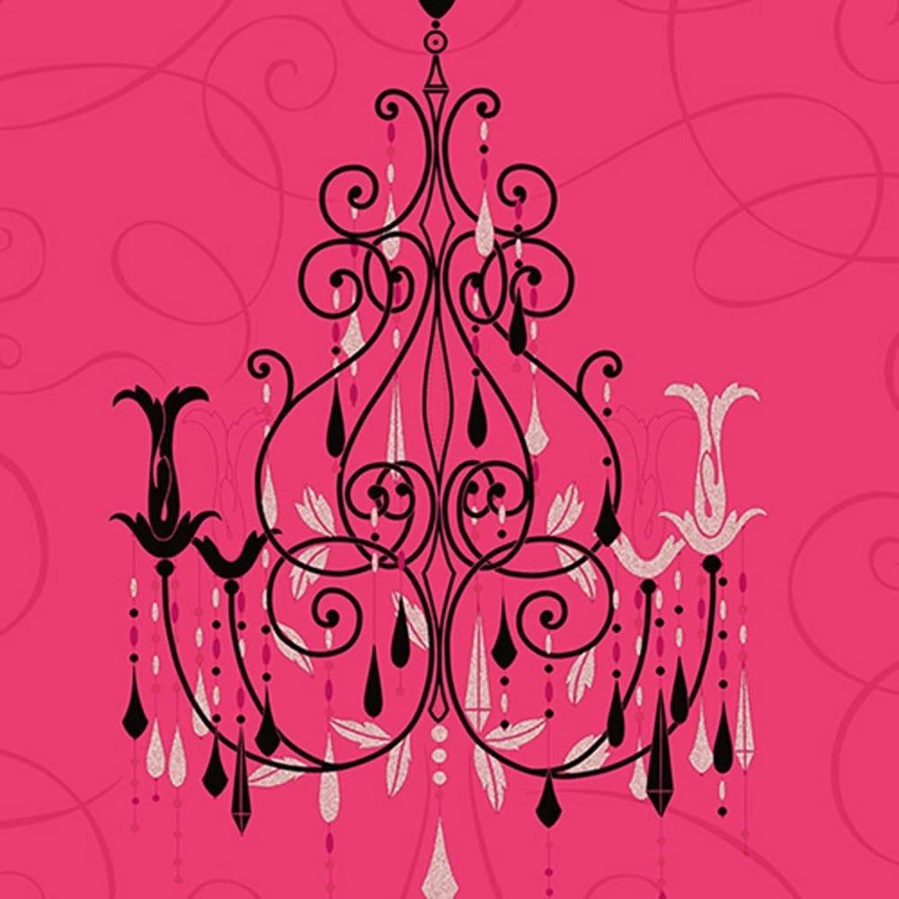 Vymura Chandelier Wallpaper Hot Pink / Black / Silver M0380