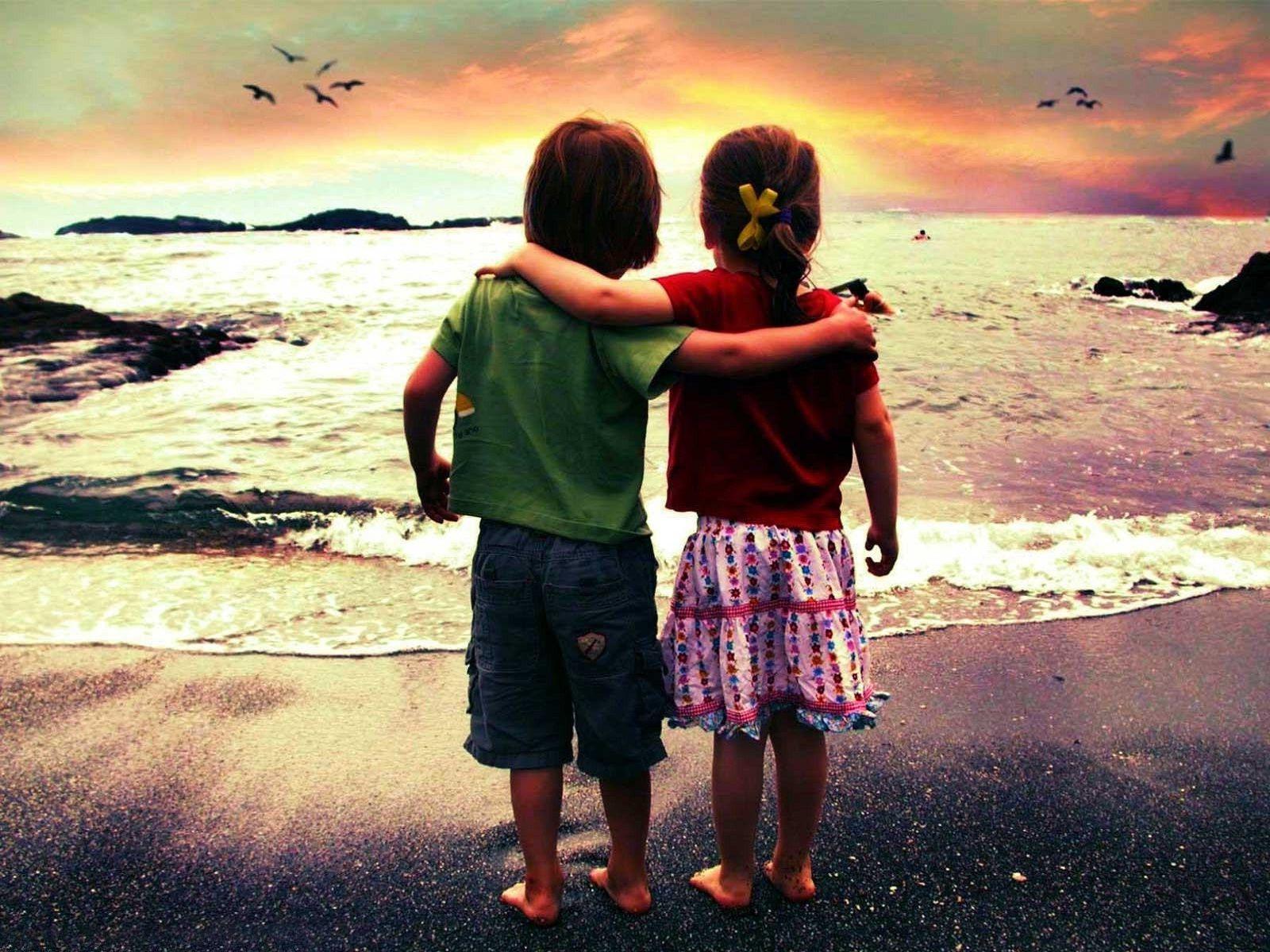 Little boy and girl friends forever couple HD wallpaperNew HD