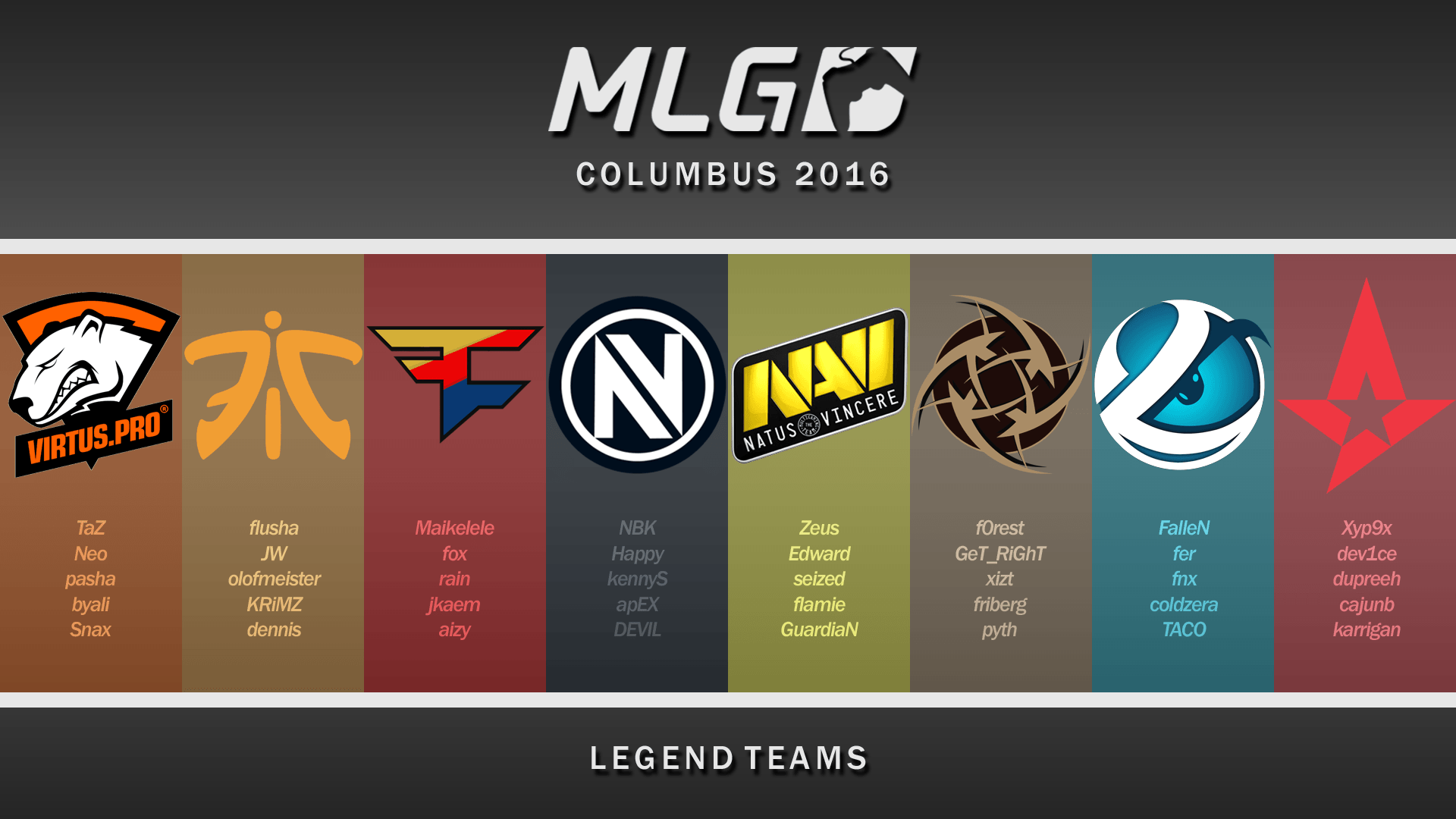 MLG Columbus 2016 Legends. CS:GO Wallpaper and Background