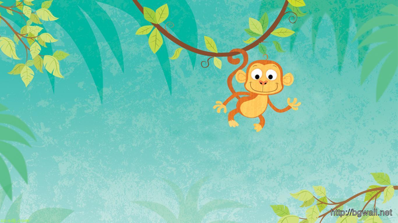 Funny Cartoon Monkey Hanging On The Tree Wallpaper HD