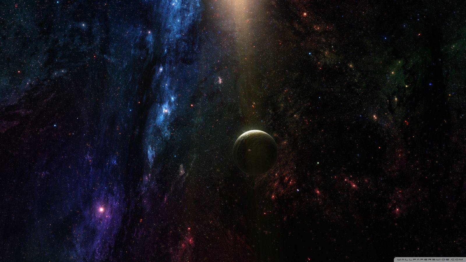 Earth planet in deep space. Outer dark space wallpaper. Night on planet  with cities lights. Surface of Earth. Sphere. View from orbit. Elements of  this image furnished by NASA Stock Photo |