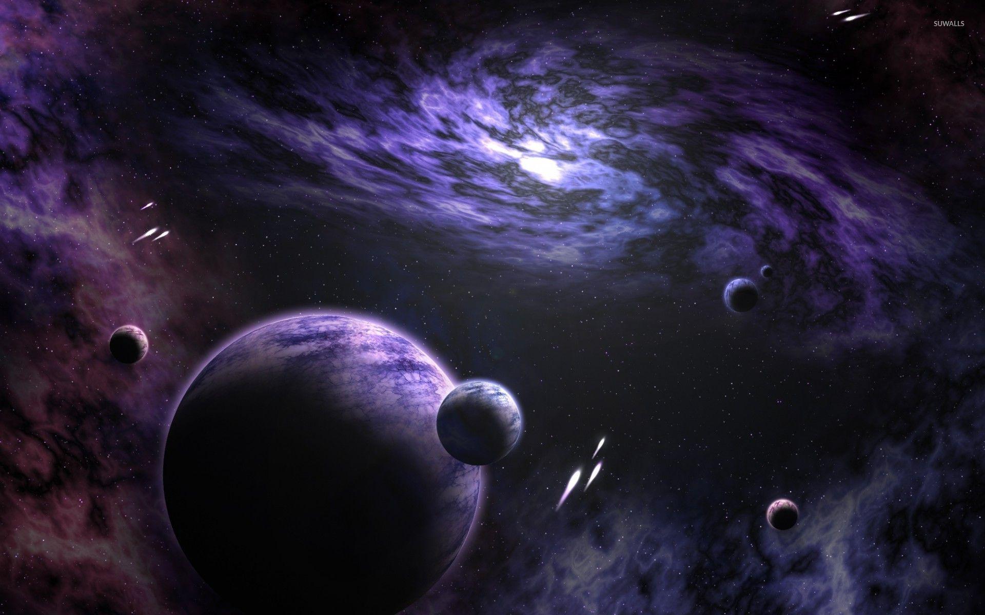 Planets in the purple universe wallpaper wallpaper