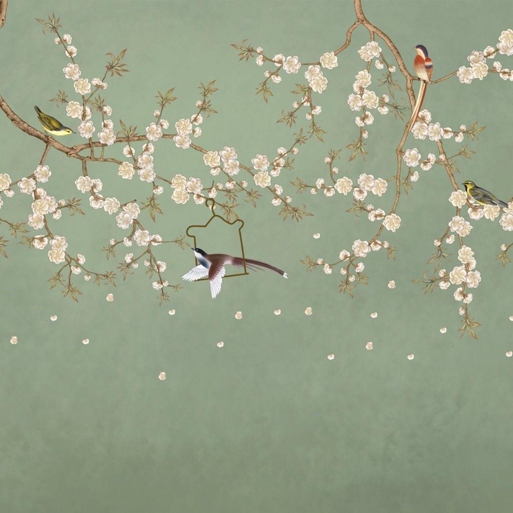 Flower And Birds Design Chinese Wallpaper Mural Wall Cloth