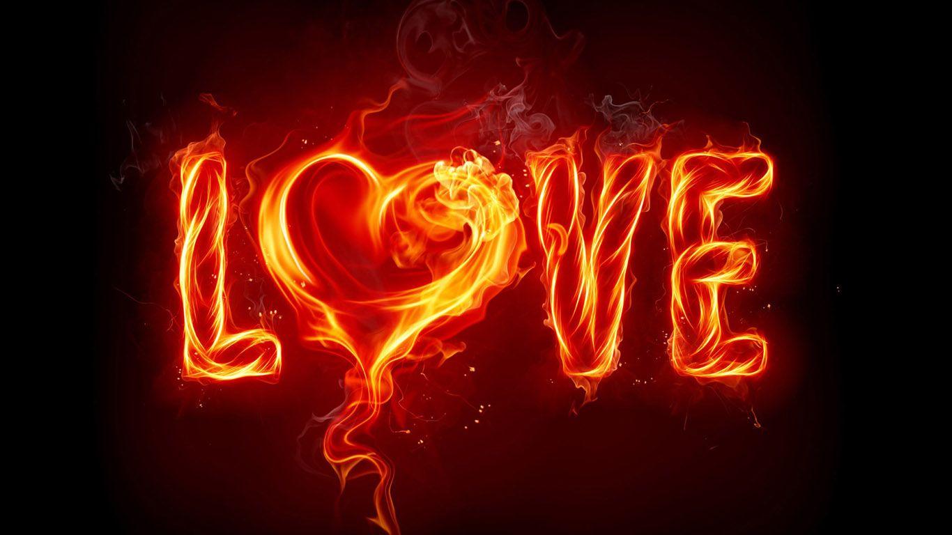 Love On Fire 3D Wallpaper