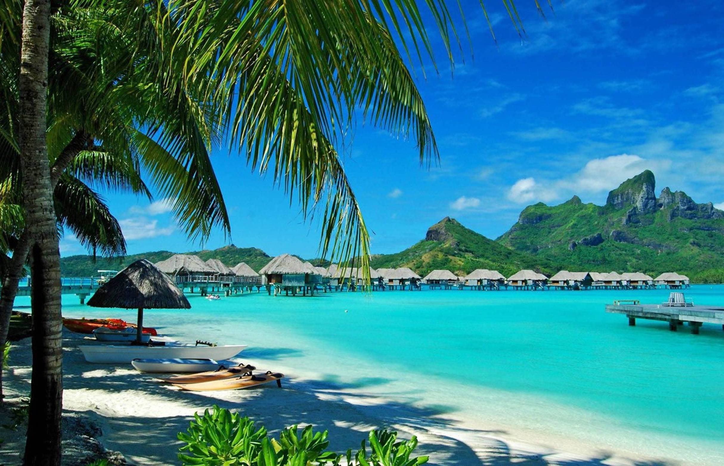 Bora Bora Beach Resorts HD Wallpaper, Background Image