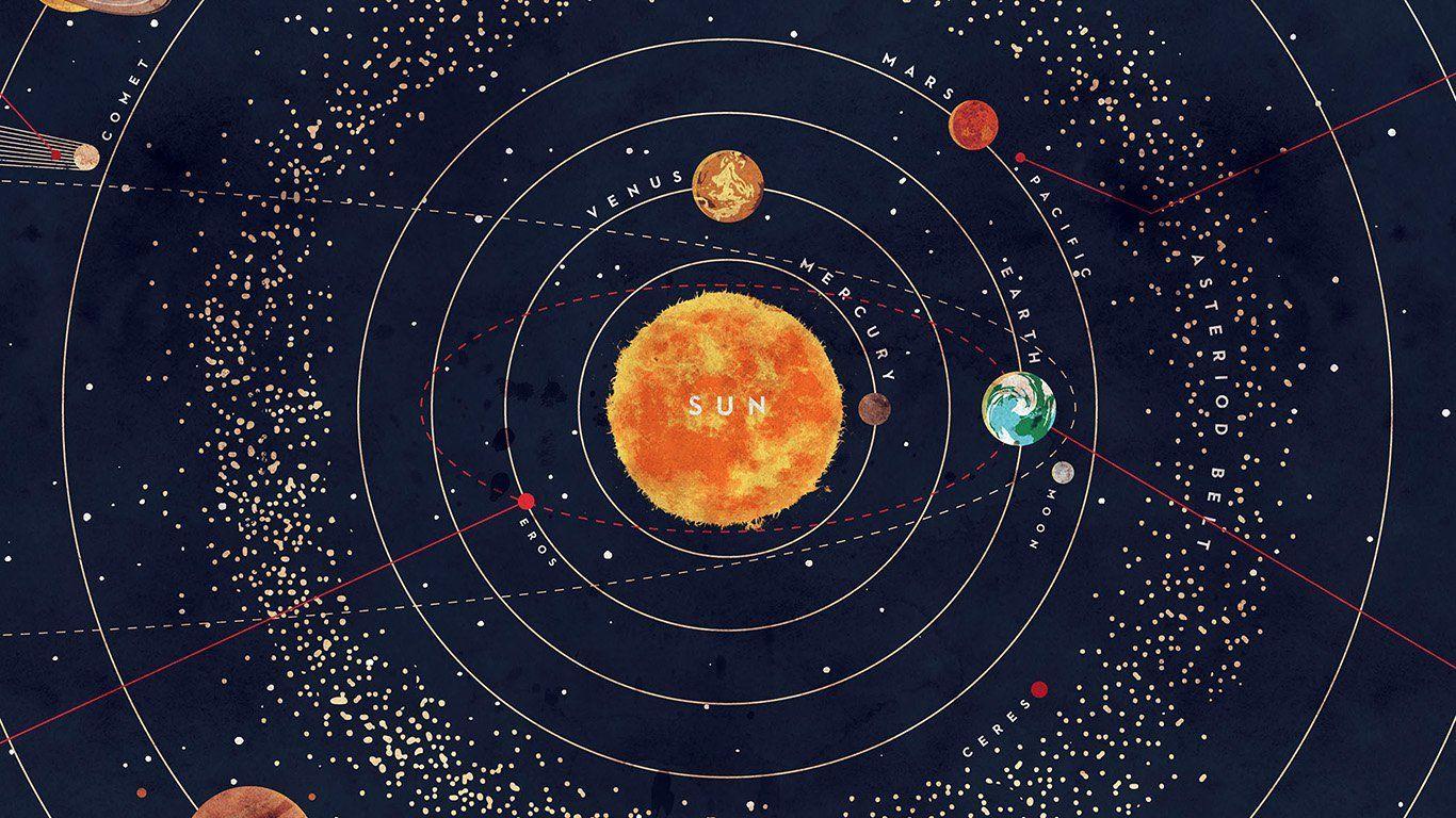 Solar System Space Art Cover Red Blue. Fondo De Pantalla Mac, Fondo De Pantalla Macbook, Descargar Fondos De Pantalla Para Pc