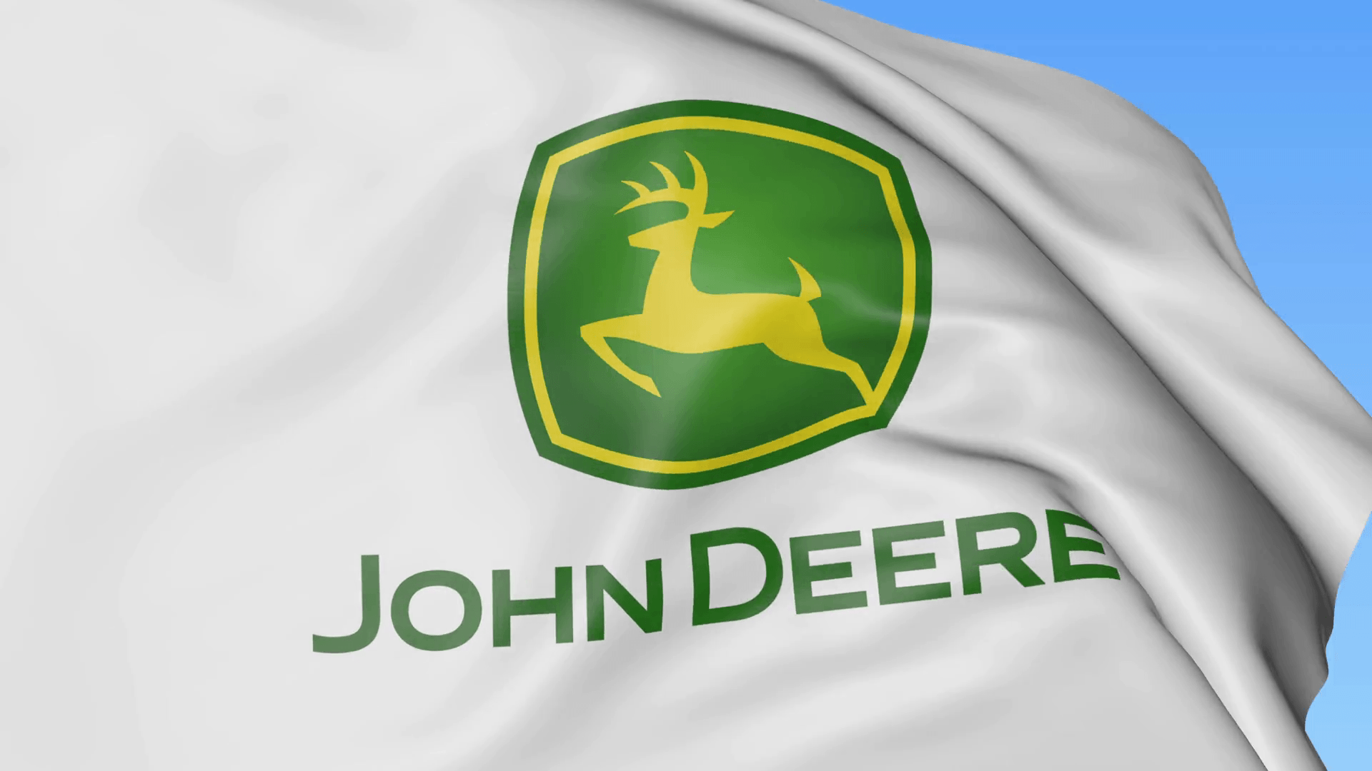 Waving flag with John Deere logo. Seamles loop 4K editorial