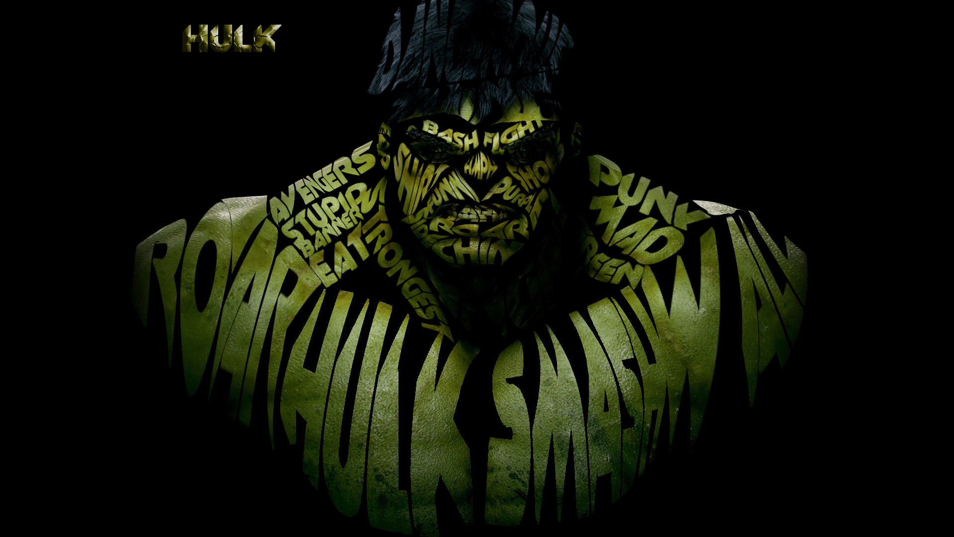 typography Incredible Hulk typographic portrait The Incredible Hulk