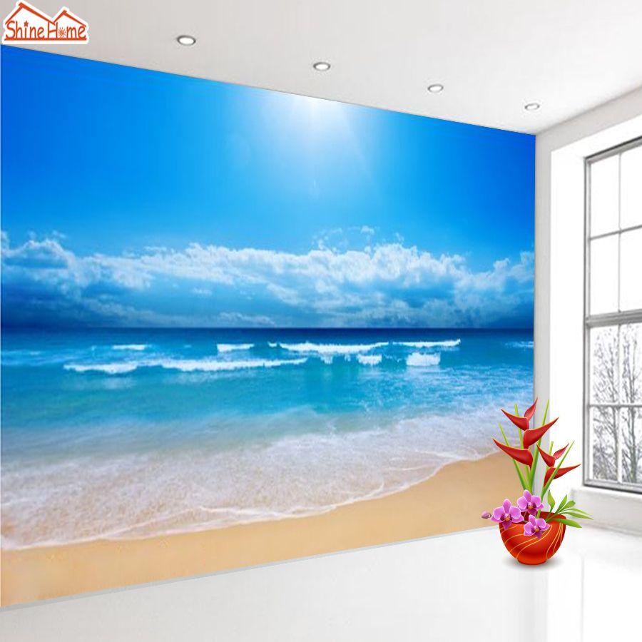 ShineHome Large Custom 3D Picture Wallpaper Sunshine Sea Beach