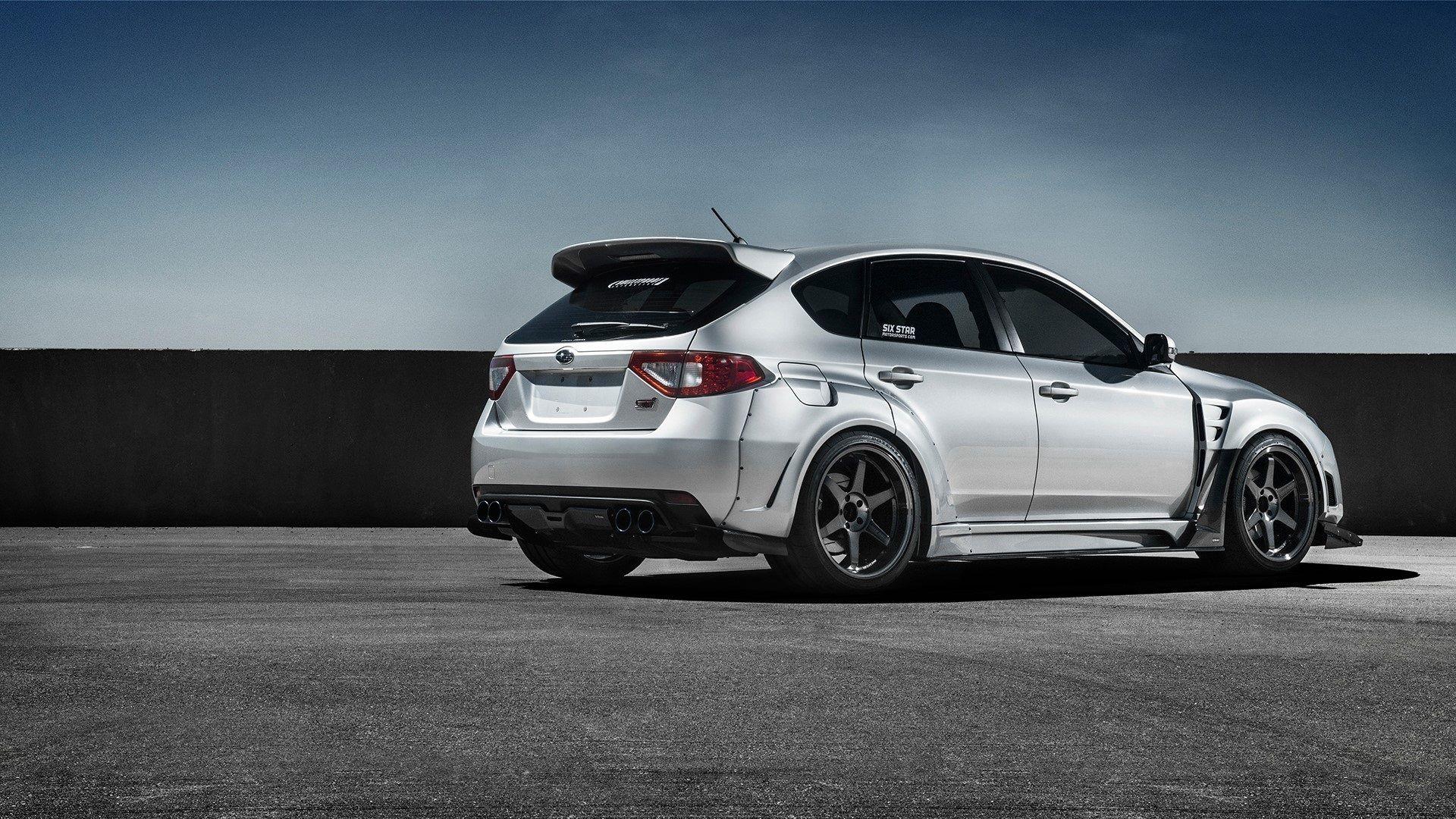 Download wallpaper 1920x1080 subaru, impreza, wrx, sti, white, side
