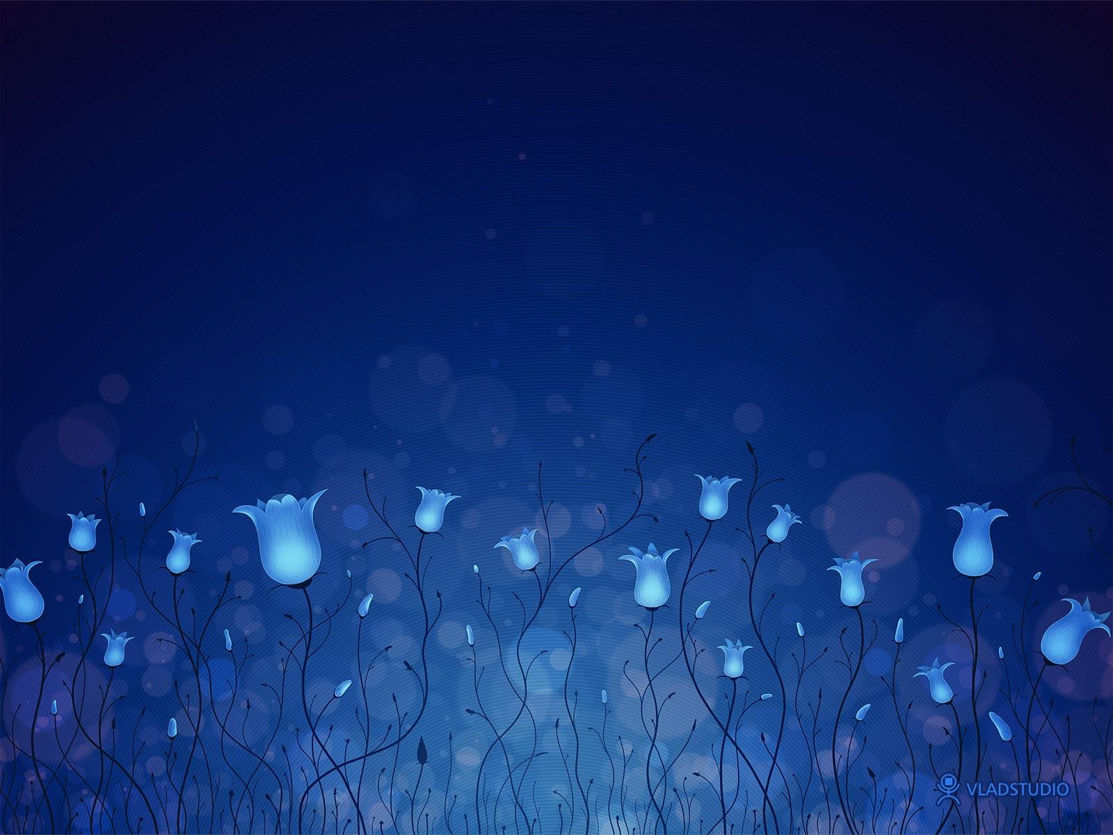Blue Lighting Flowers Wallpaper