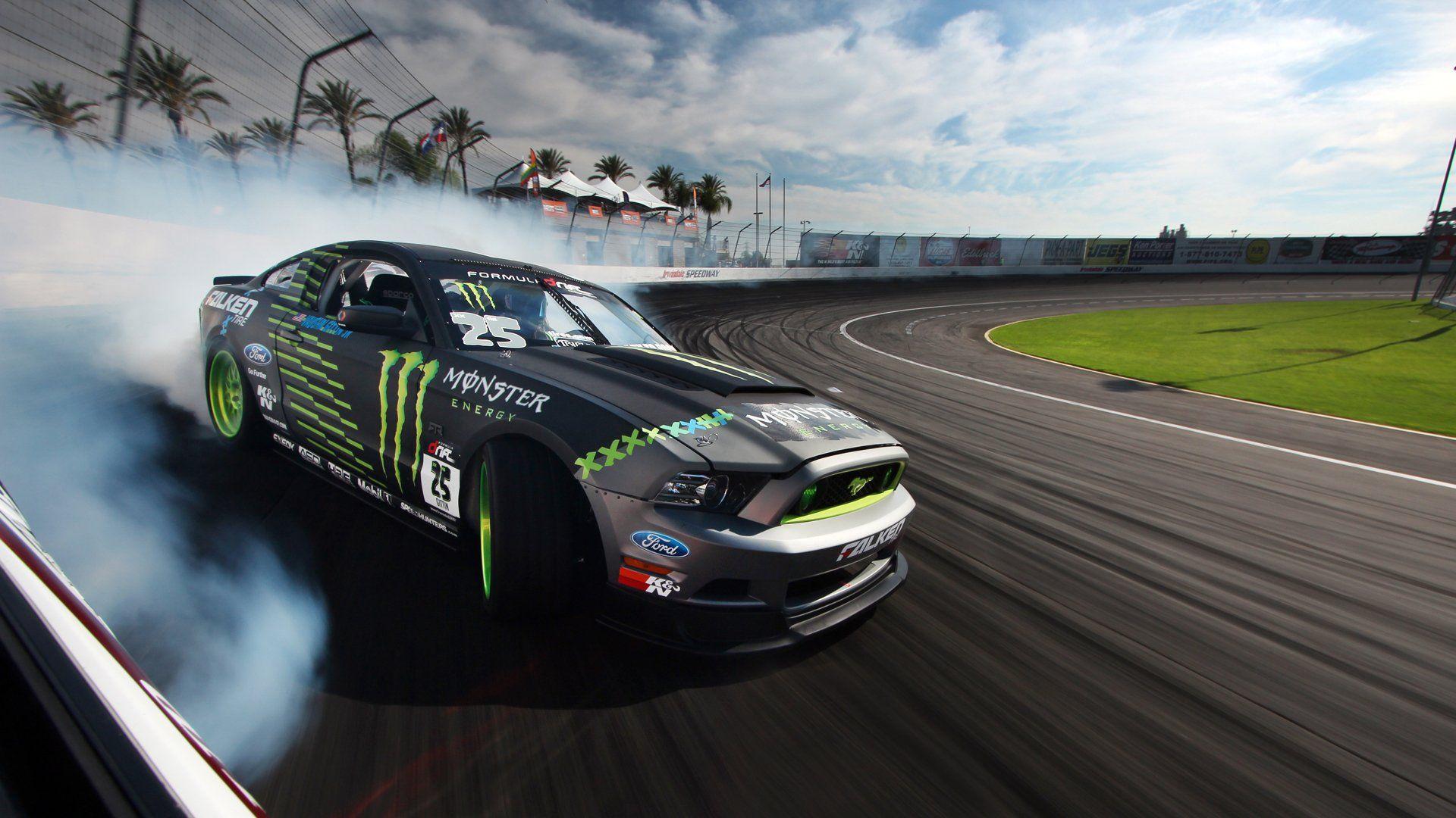 Ford Mustang RTR Monster Energy drift race racing wallpaper