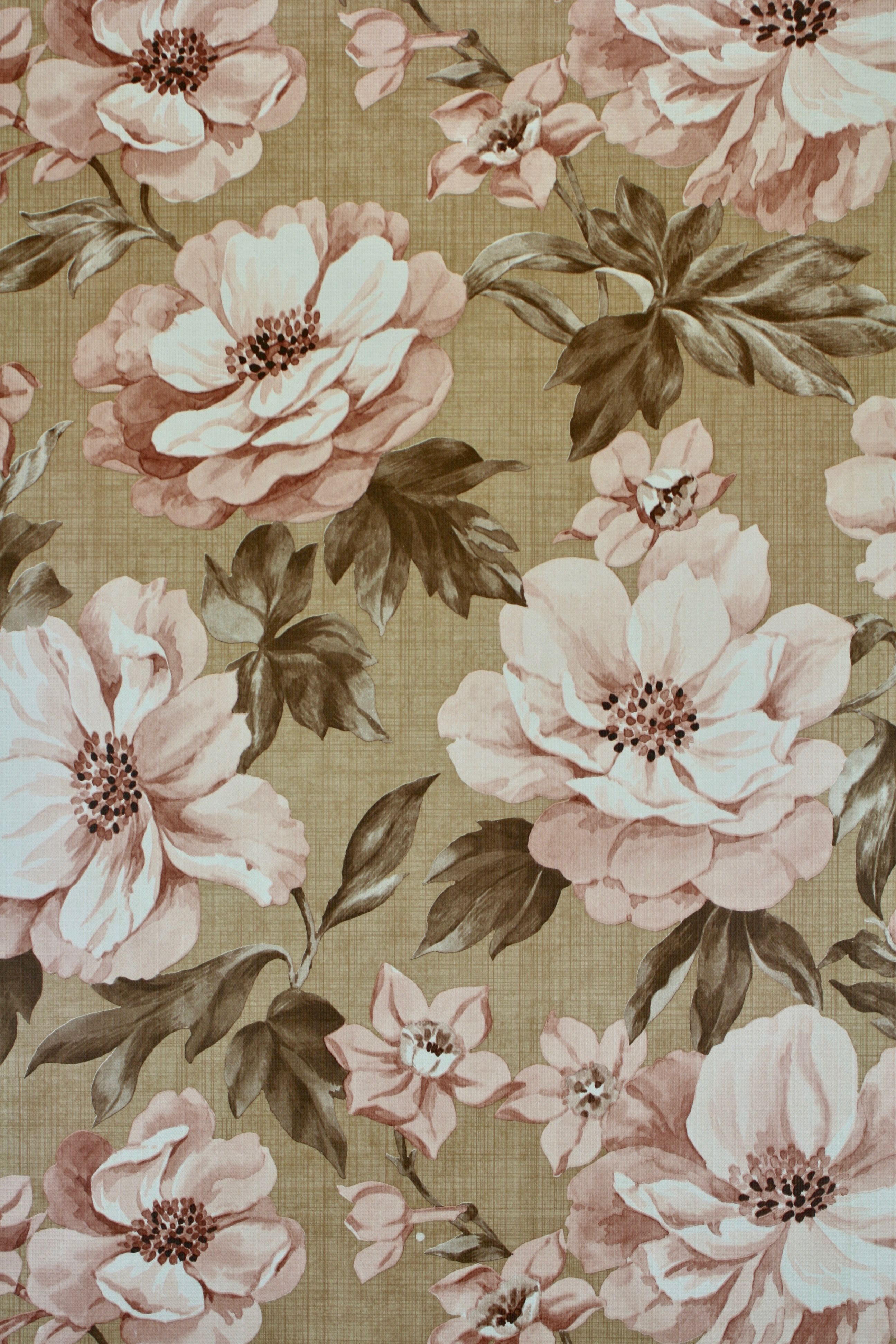 Retro brown floral wallpaper from the 70s Stock Wallpaper
