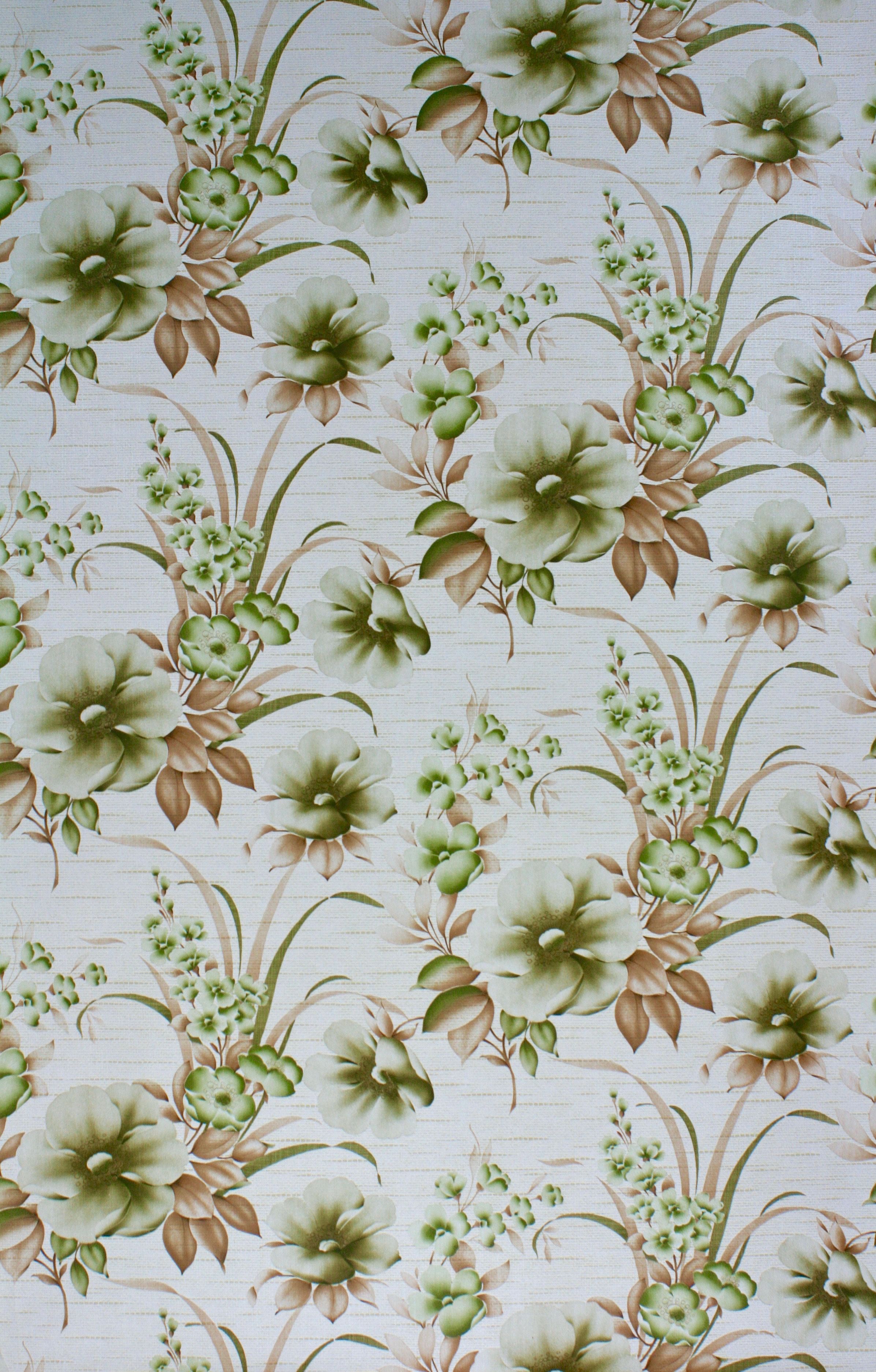 Vintage Green Floral Wallpaper