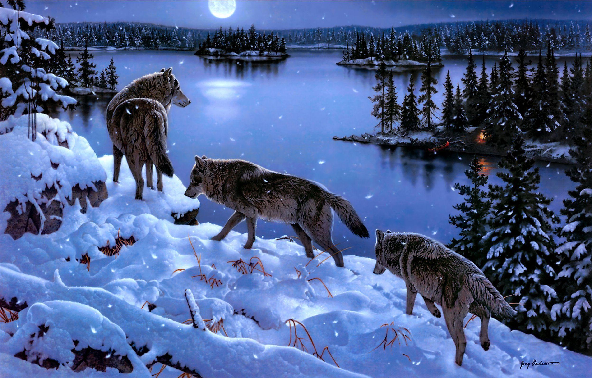 Animated Wolf Art Wallpaper. Wolf Pack Wallpaper