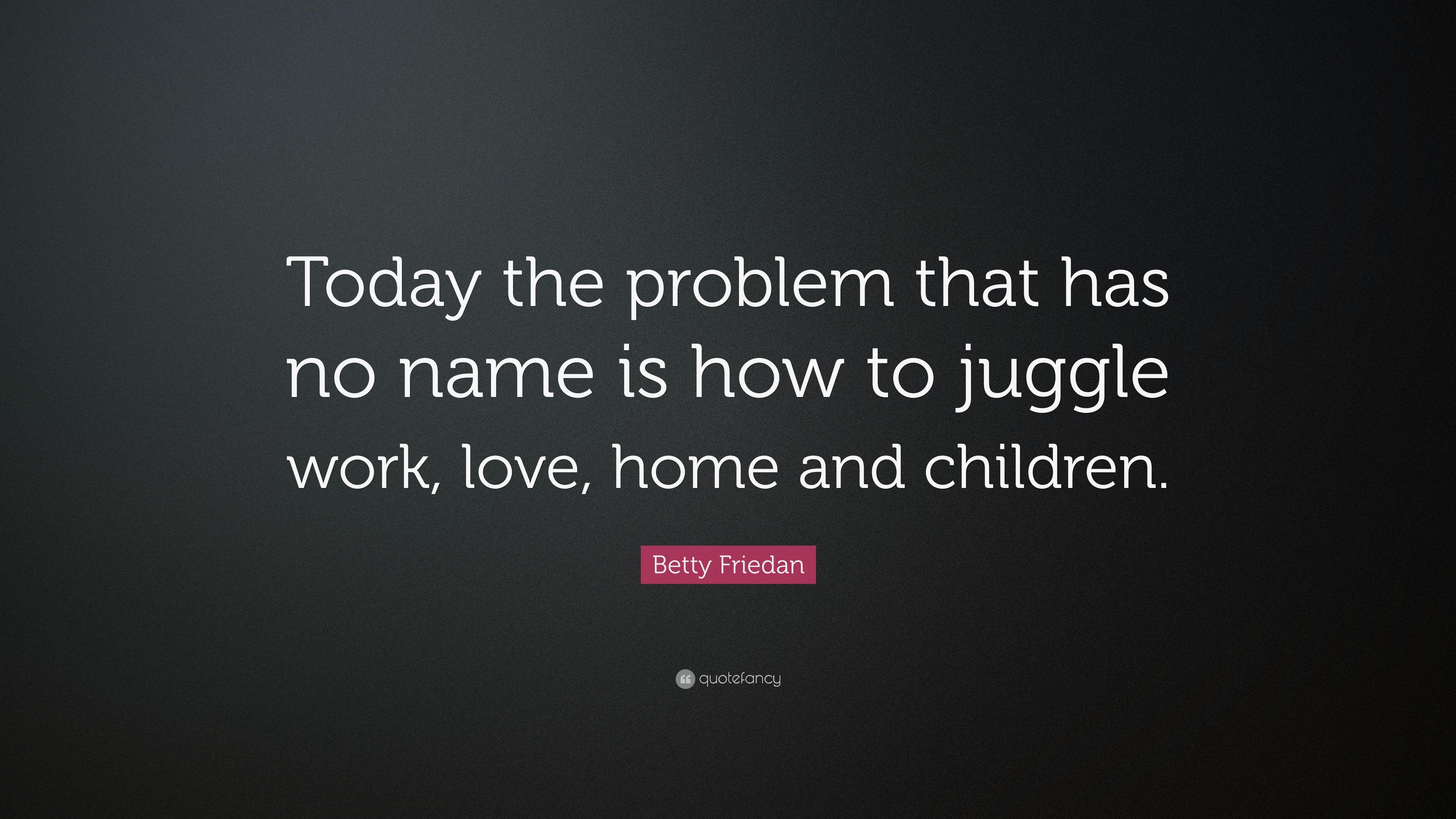 Betty Friedan Quote: “Today the problem that has no name is how to