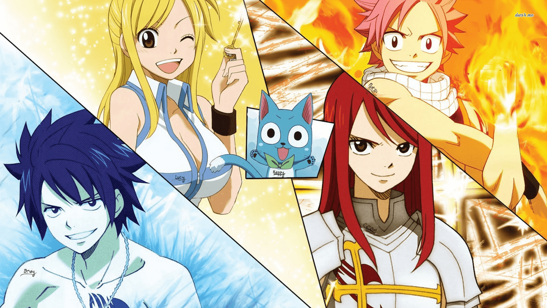 HD Fairy Tail Natsu, Lucy, Erza and Gray HD 1080p Wallpaper Full