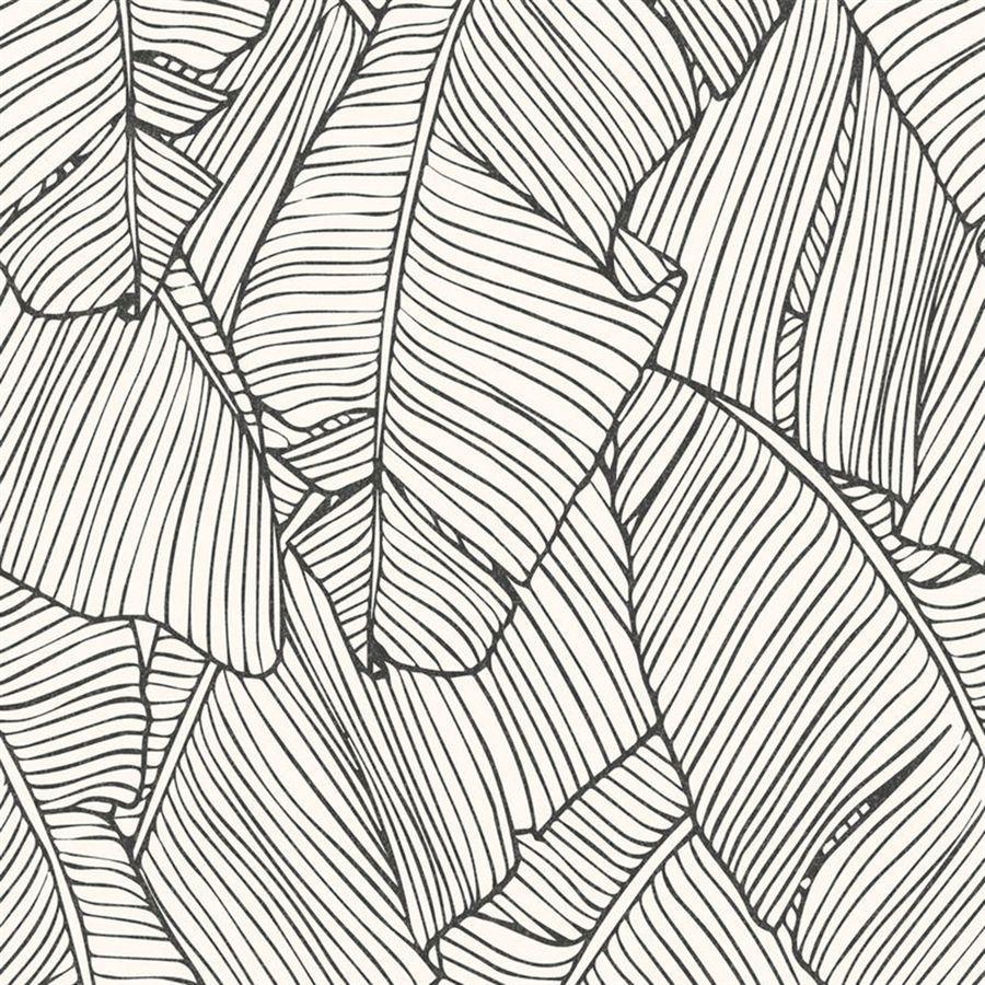 Leaf Outline Abstract Wallpaper White and Black. Walls Republic