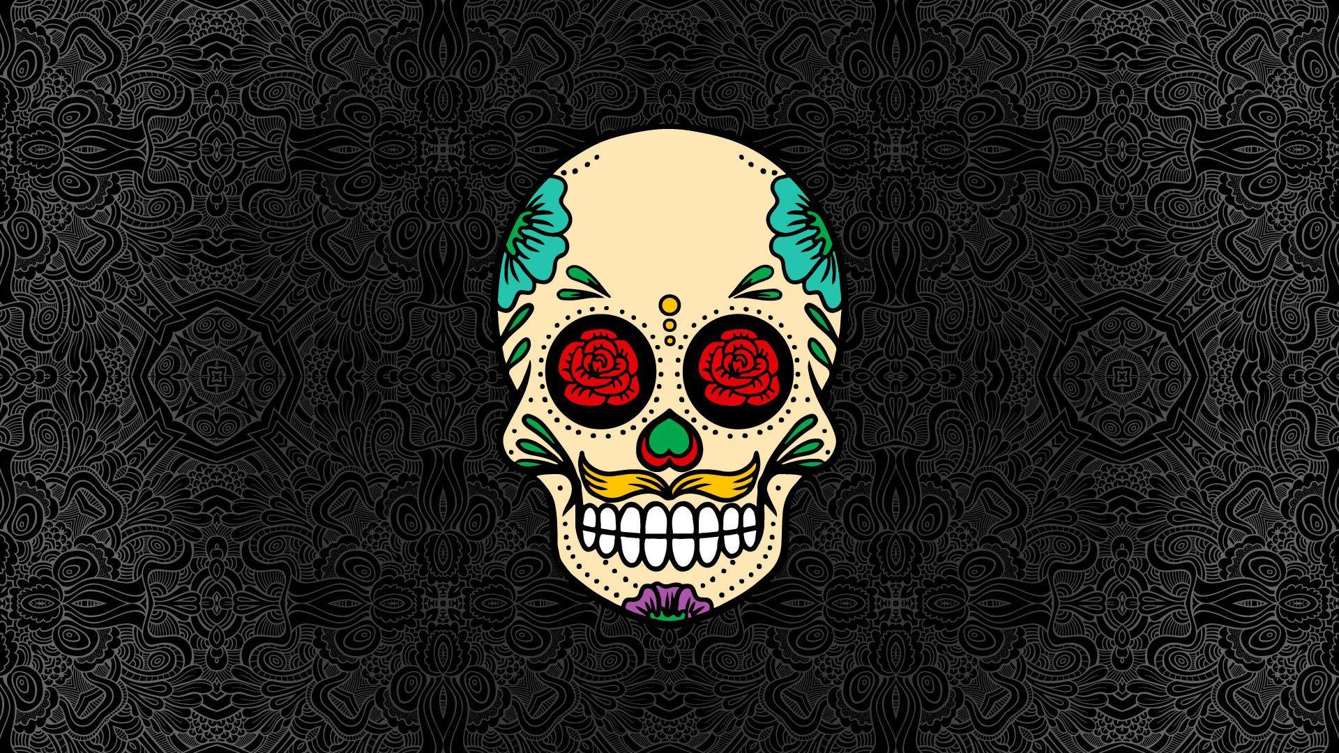 Skull Abstract Rose Flowers Laptop Full HD 1080P HD 4k