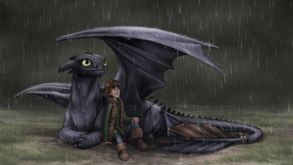 Raining Hiccup and toothless wallpaperx1080