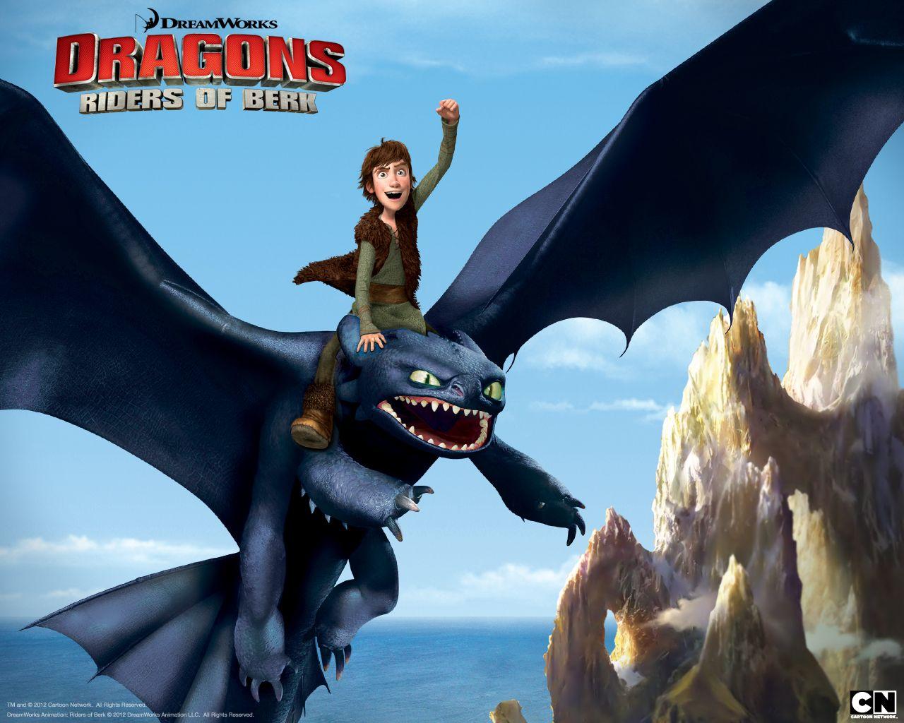 Hiccup and Toothless the Night Fury from Riders of Berk Desktop