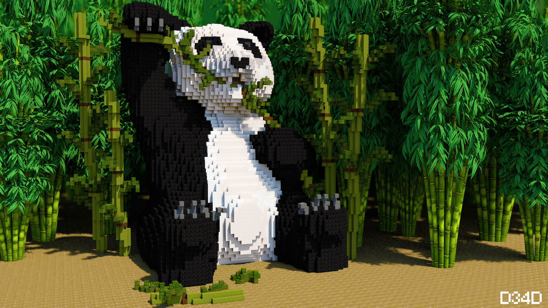 Made a panda in Minecraft. ^-^