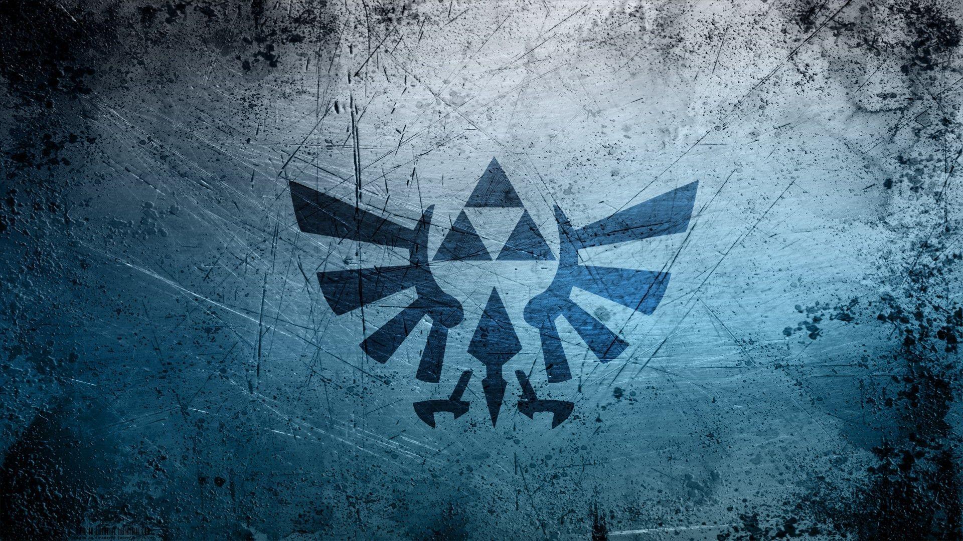 Hyrule Crest The Legend of Zelda blue grunge logos wallpaper