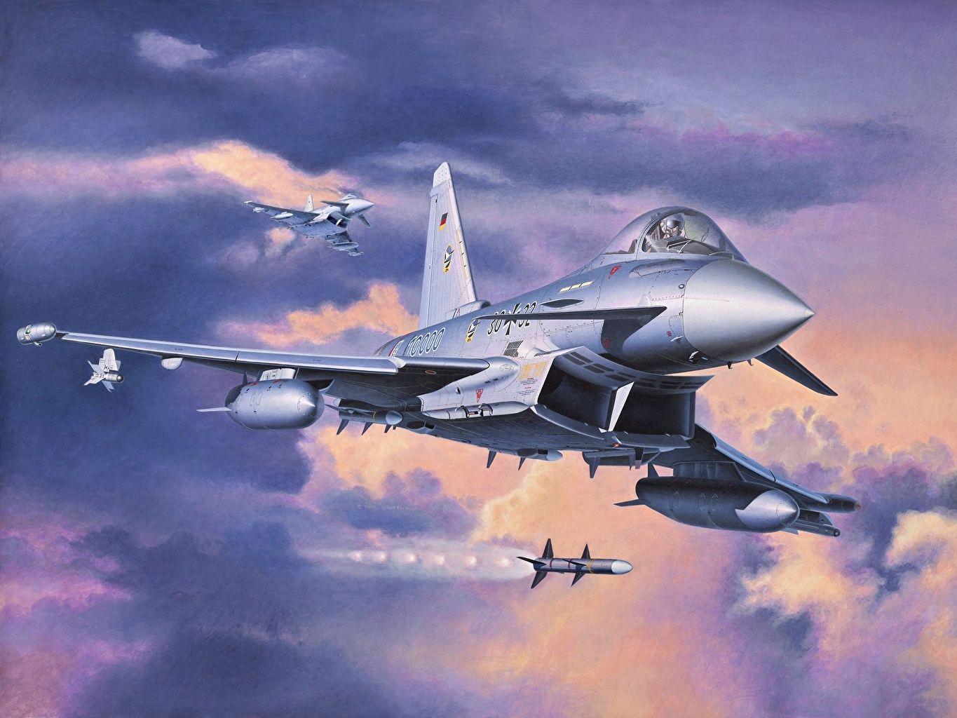 Picture Fighter aircraft Airplane Eurofighter Typhoon Painting Art