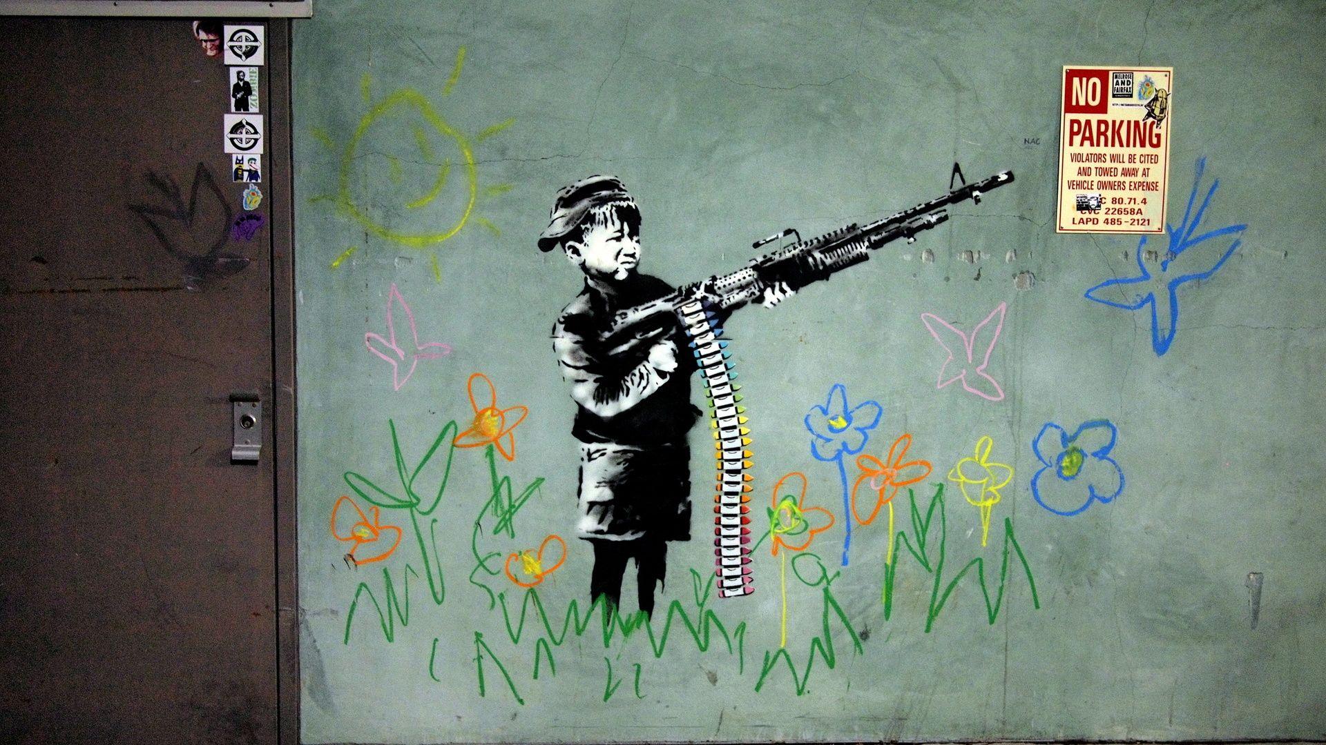 Banksy Crayola Shooter No Parking, Banksy, Street Art