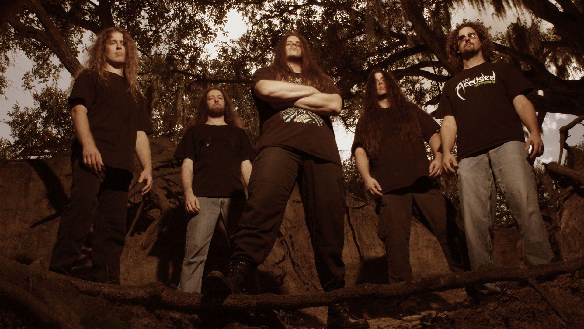 Download Wallpaper 1920x1080 Cannibal Corpse, Trees, T Shirts, Sky