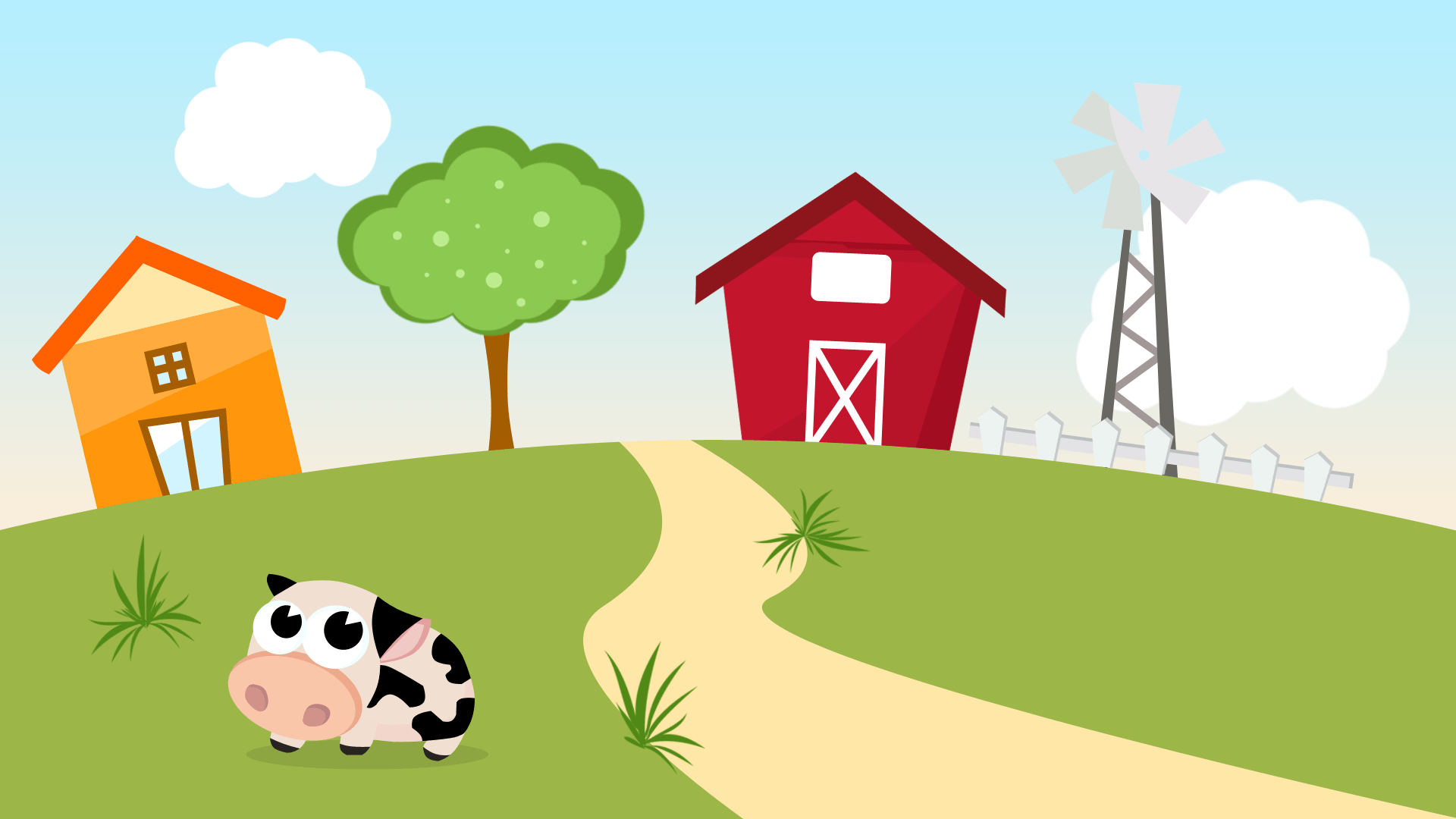 Cartoon Farmyard. Simple Image Is Loading With Cartoon Farmyard