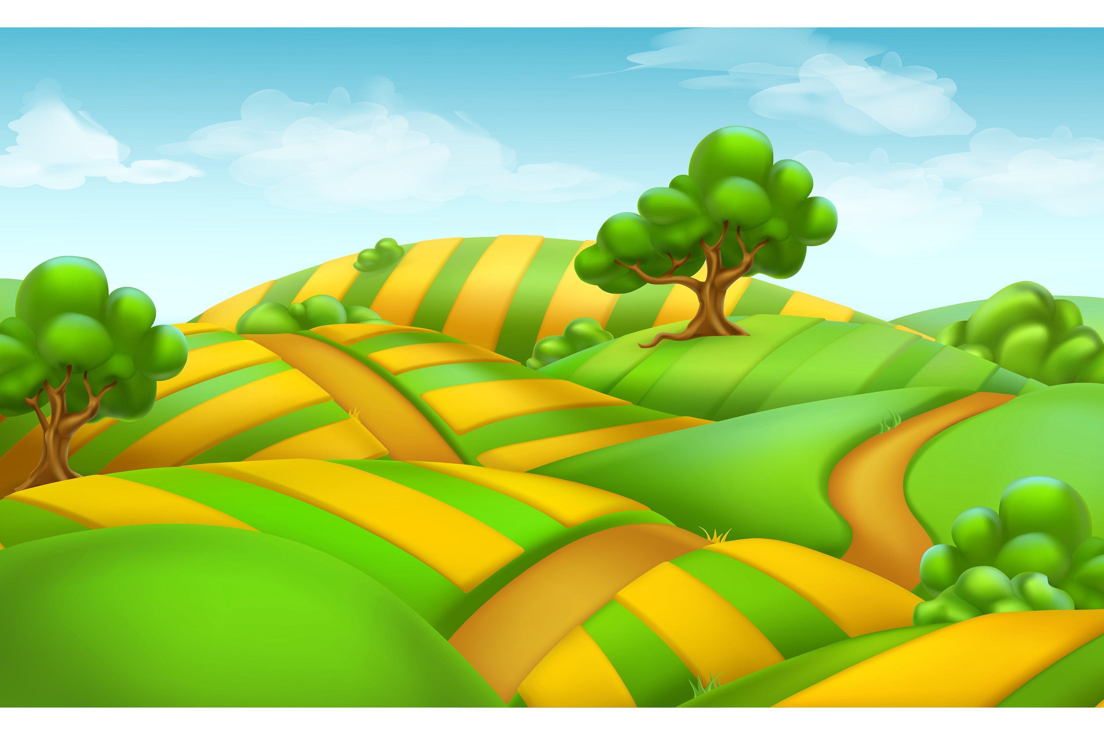 Farm field landscape, vector Illustrations Creative Market