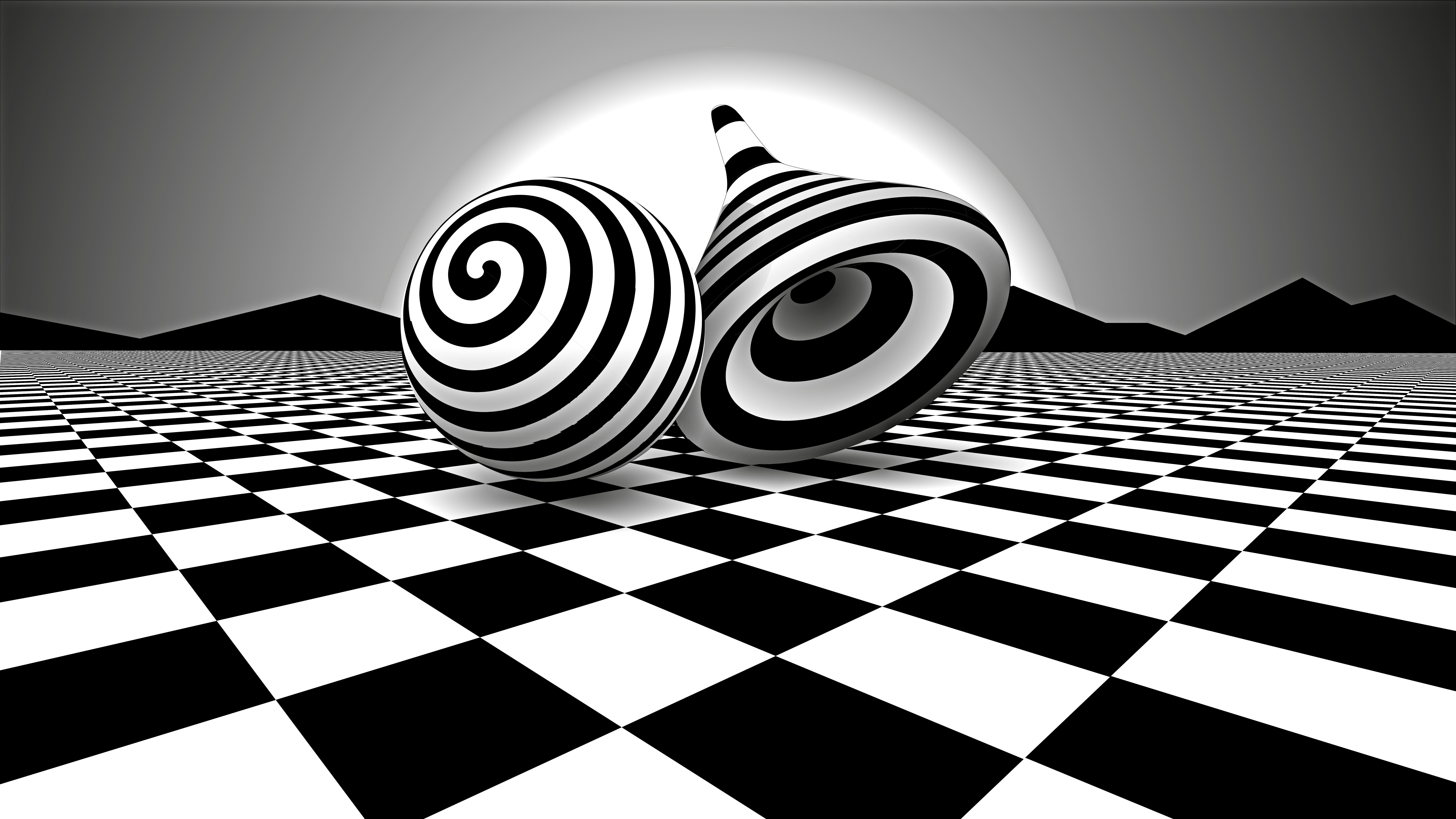 Black White Optical Illusion, HD 3D, 4k Wallpaper, Image