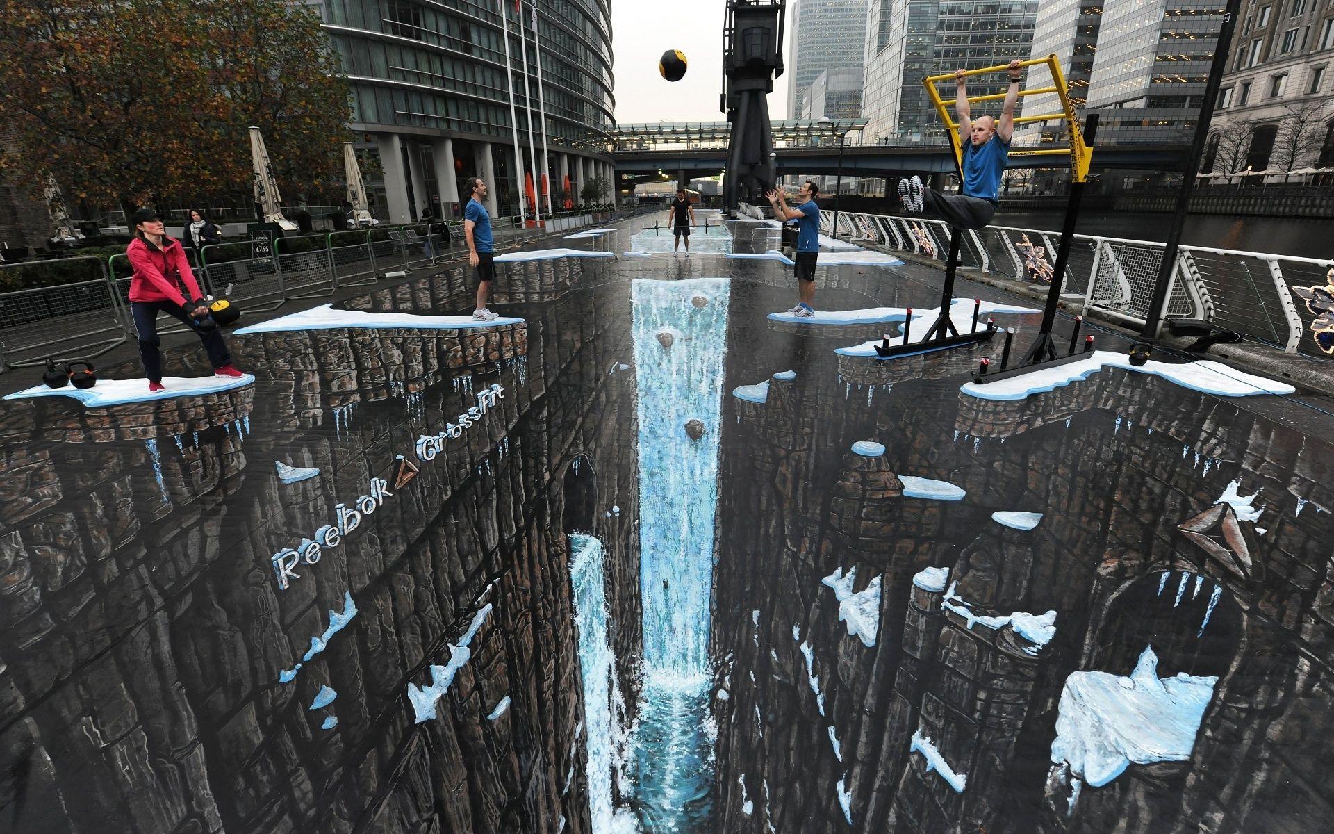 3D, Optical Illusion, Painting, Waterfall Mural, 3D